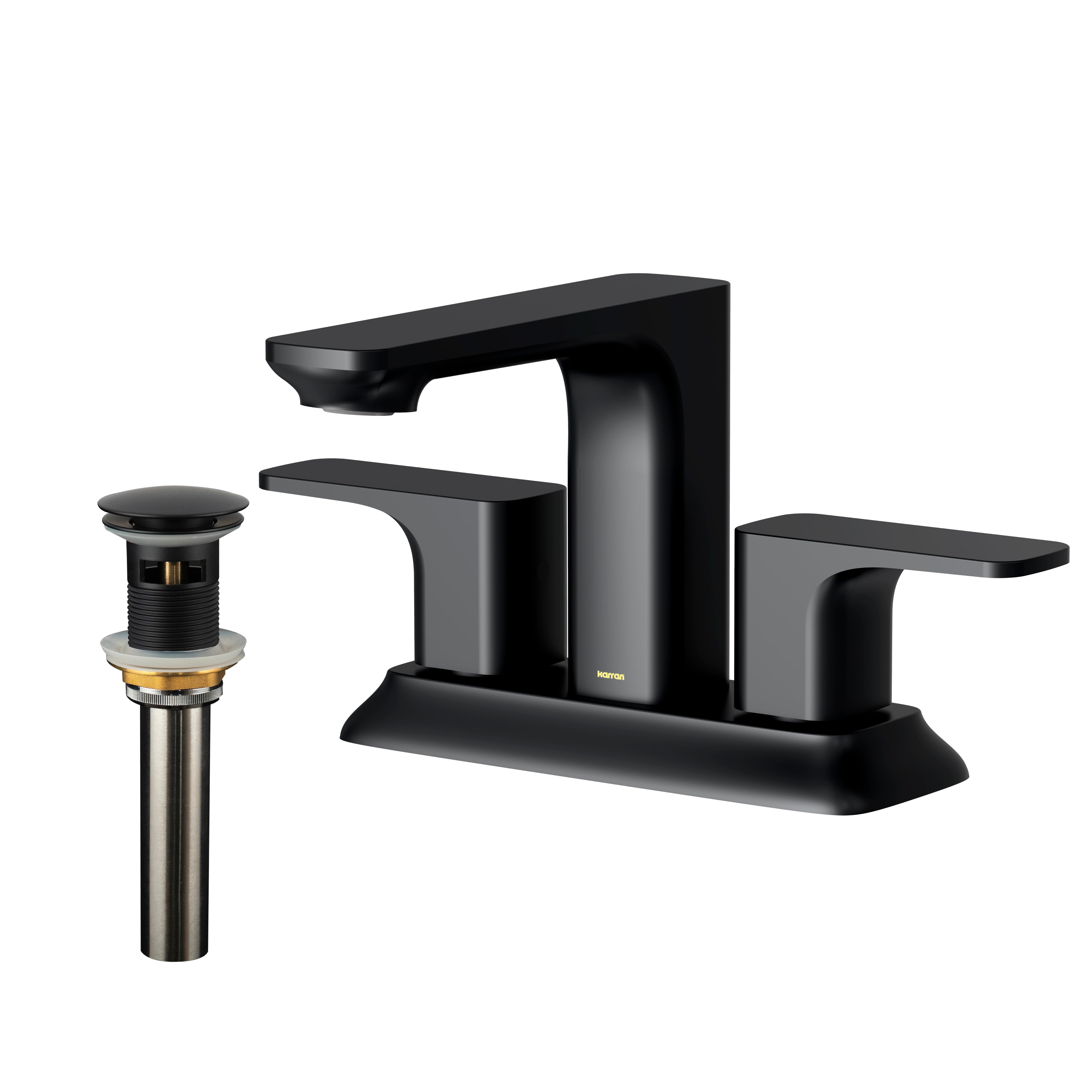 Karran Venda 1.2 GPM Double Lever Handle Lead-free Brass ADA Bathroom Faucet, Centerset, Matte Black, KBF516MB