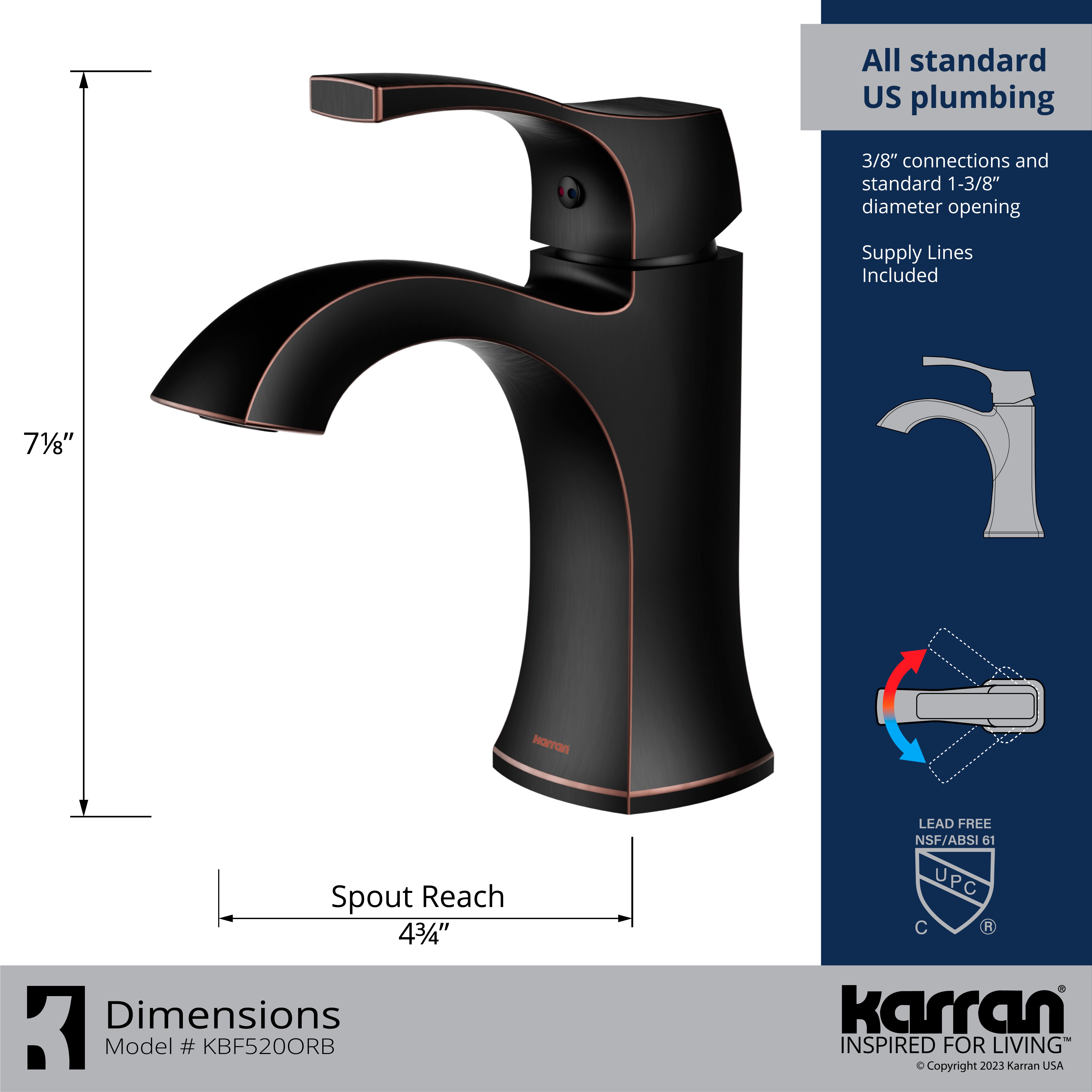 Alternate Image for Karran Randburg 1.2 GPM Single Lever Handle Lead-free Brass ADA Bathroom Faucet, Basin, Oil Rubbed Bronze, KBF520ORB