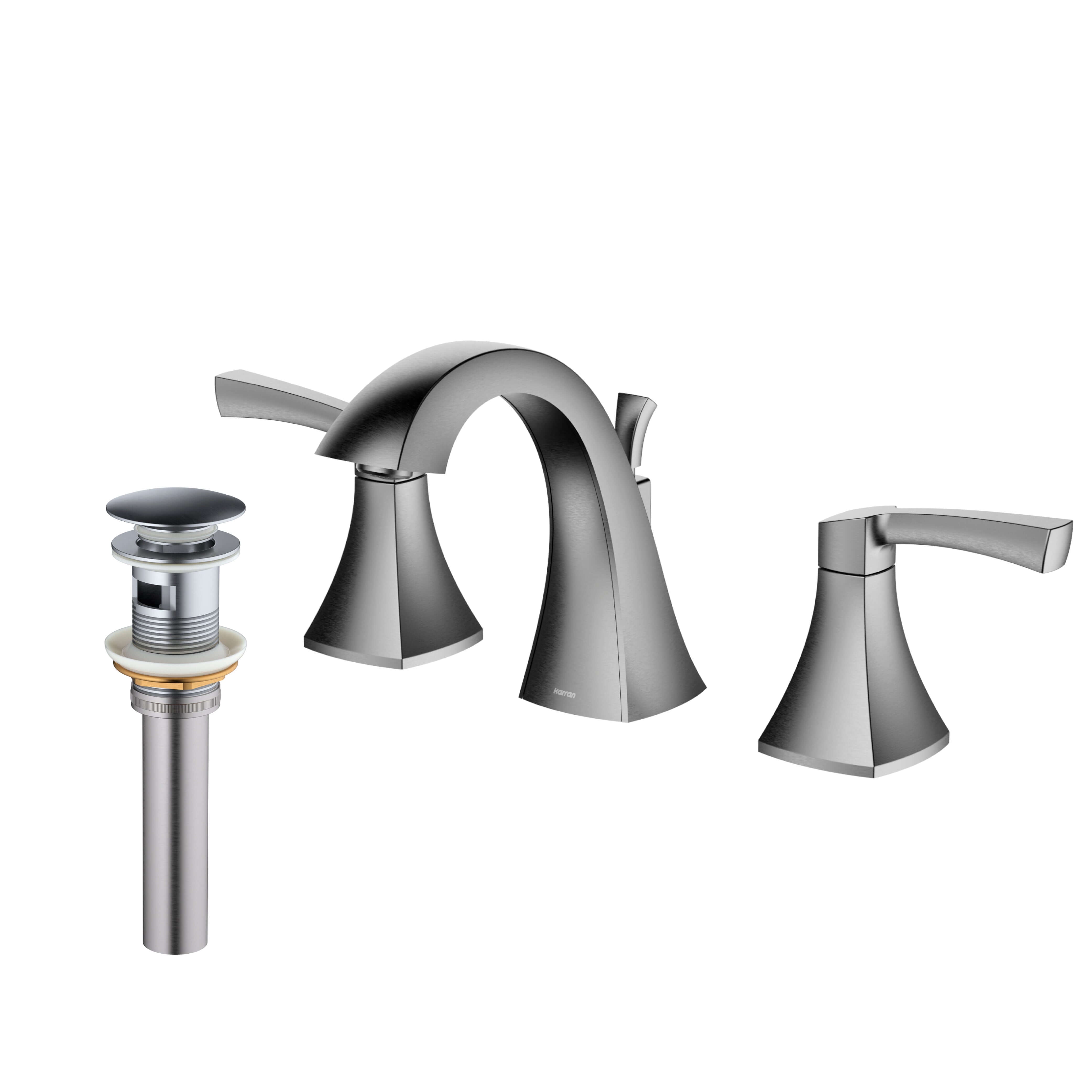 Alternate Image for Karran Randburg 1.2 GPM Double Lever Handle Lead-free Brass ADA Bathroom Faucet, Widespread, Stainless Steel, KBF524SS
