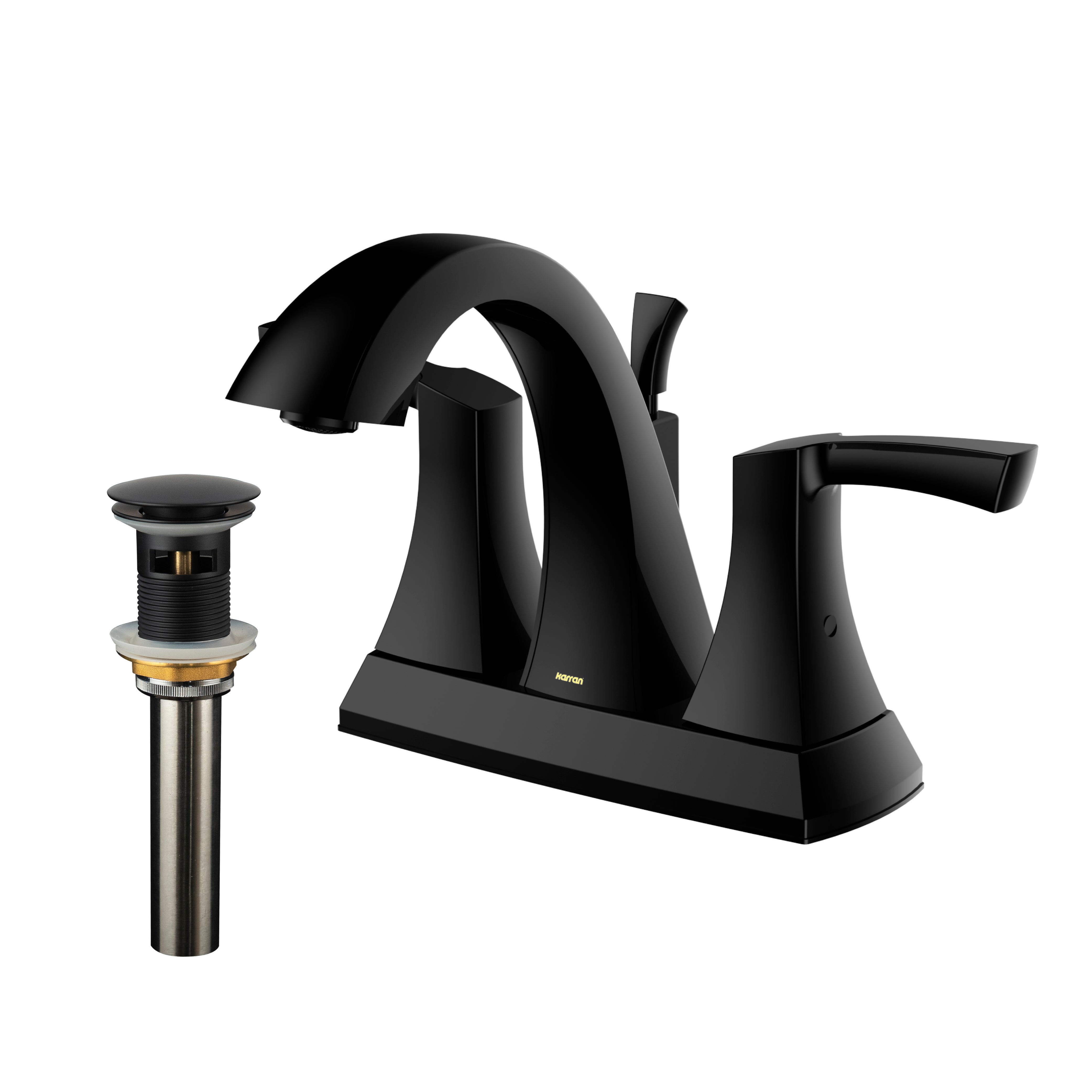 Karran Randburg 1.2 GPM Double Lever Handle Lead-free Brass ADA Bathroom Faucet, Centerset, Matte Black, KBF526MB