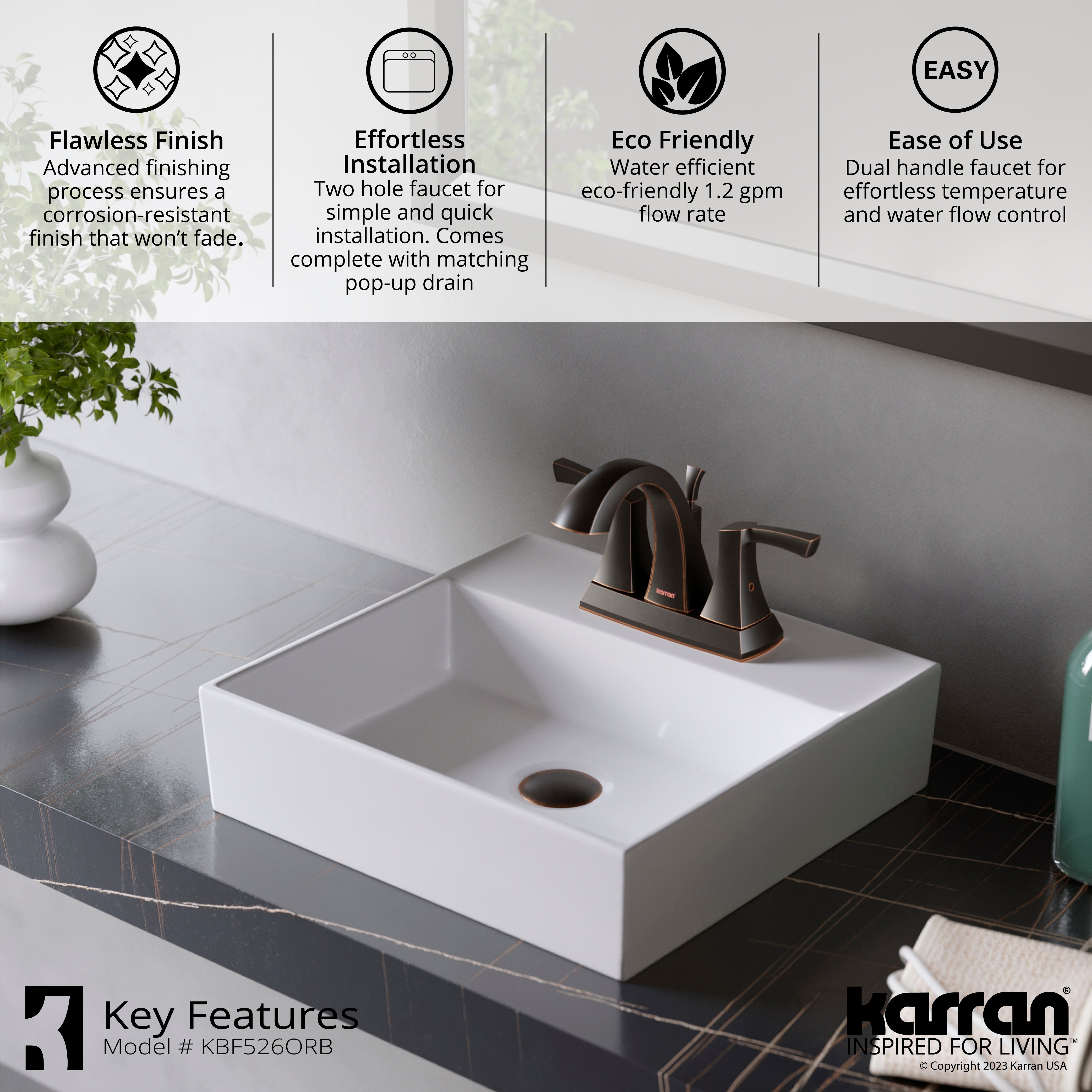 Alternate Image for Karran Randburg 1.2 GPM Double Lever Handle Lead-free Brass ADA Bathroom Faucet, Centerset, Oil Rubbed Bronze, KBF526ORB