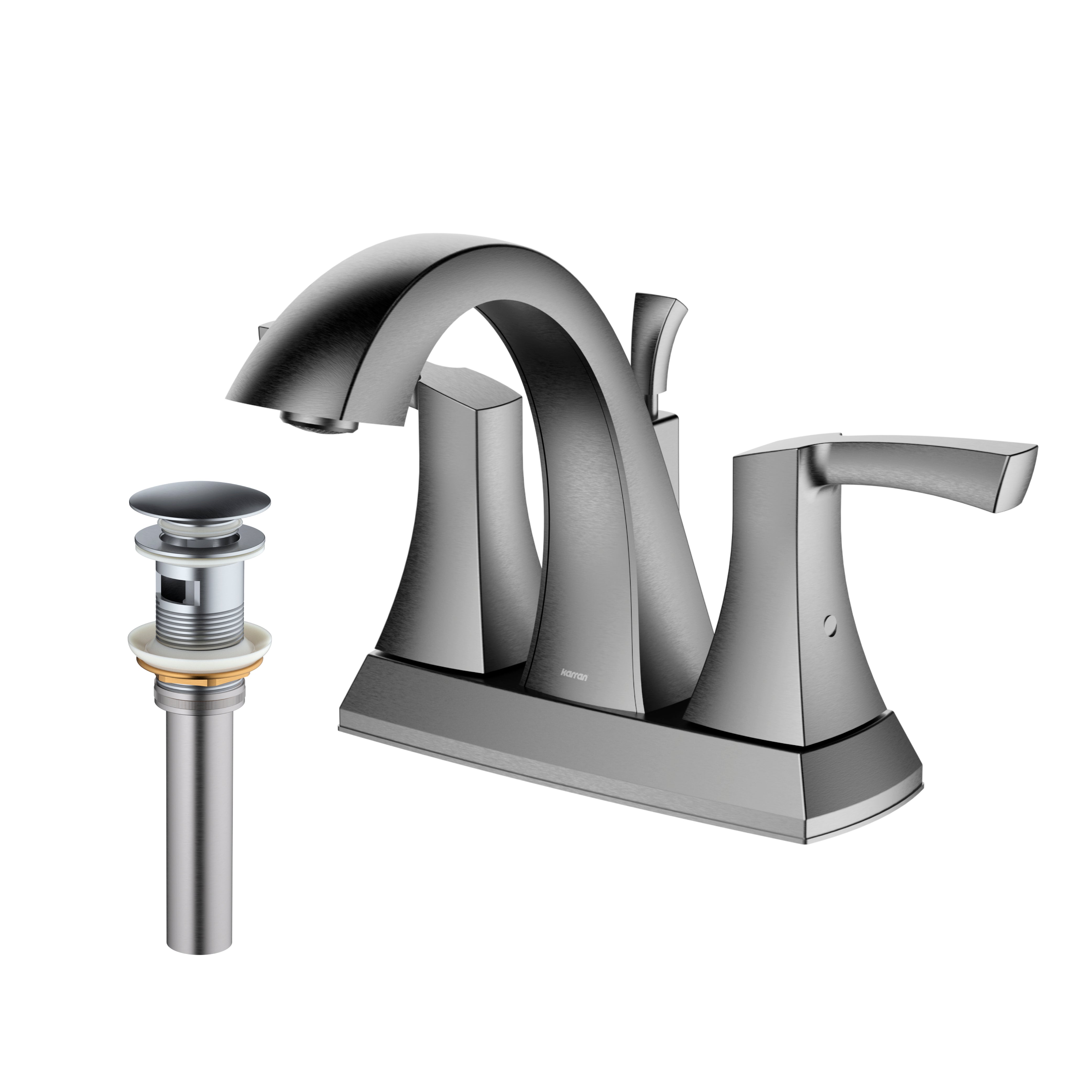 Karran Randburg 1.2 GPM Double Lever Handle Lead-free Brass ADA Bathroom Faucet, Centerset, Stainless Steel, KBF526SS