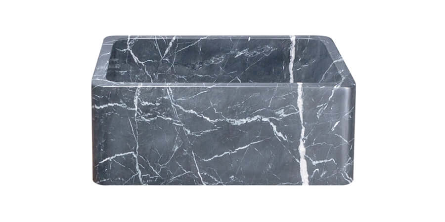 24" Charcoal Marquina Soapstone Farmhouse Kitchen Sink, Reversible, KF242010-CMS