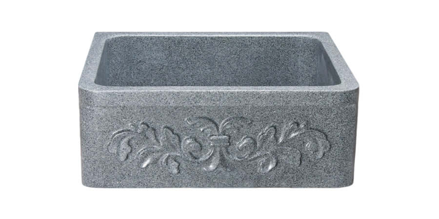 Alternate Image for 24" Stone Farmhouse Kitchen Sink, Design Apron Front, Mercury Granite, Gray, KF242010-F2-M