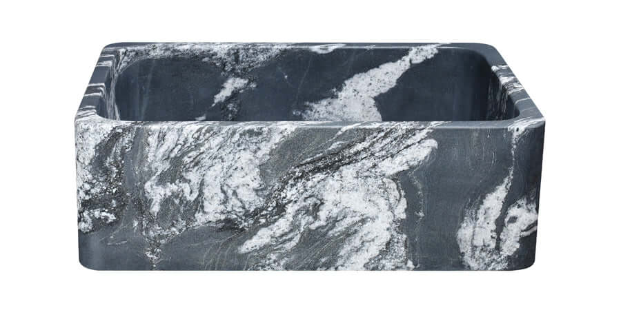 30" Black Glacier Quartz Stone Farmhouse Kitchen Sink, Single Bowl, Reversible, KF302010SB-NLP-BGQ