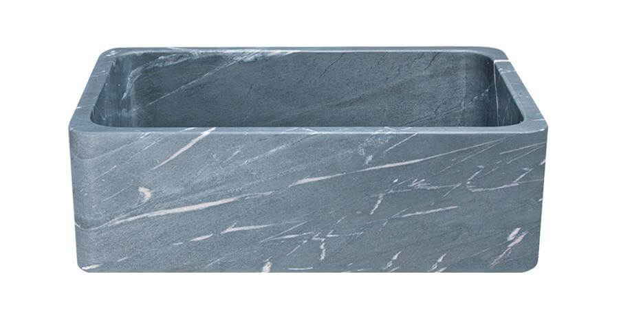 30" Soapstone Farmhouse Sink, Smooth Reversible Apron Front, Charcoal Marquina, KF302010SB-NLP-CMS