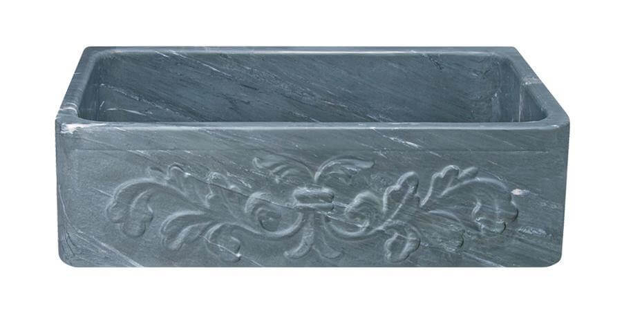 33" Soapstone Farmhouse Sink, Design Apron Front, Charcoal Marquina, KF332010SB-F2-CMS