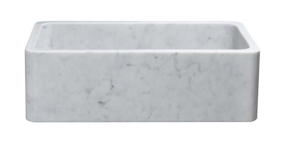 Carrara Marble 33" Stone Farmhouse Sink, White, KF332010SB-NLP-CW
