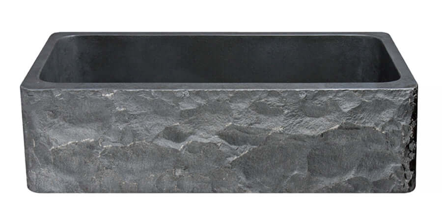 Alternate Image for 36" Stone Farmhouse Kitchen Sink, Chiseled Apron Front, Black Basalt, Black, KF362010SB-BE-BB