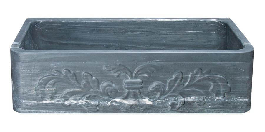 36" Soapstone Farmhouse Sink, Design Apron Front, Charcoal Marquina, KF362010SB-F2-CMS