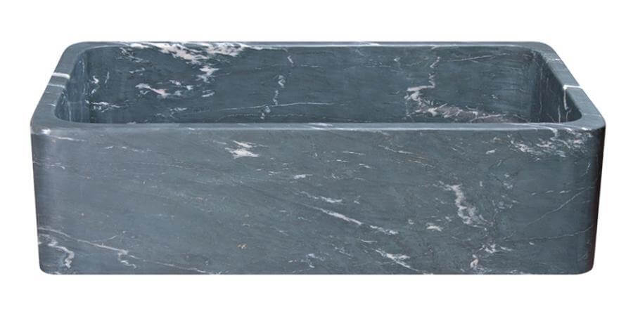 36" Soapstone Farmhouse Sink, Smooth Reversible Apron Front, Charcoal Marquina, KF362010SB-NLP-CMS