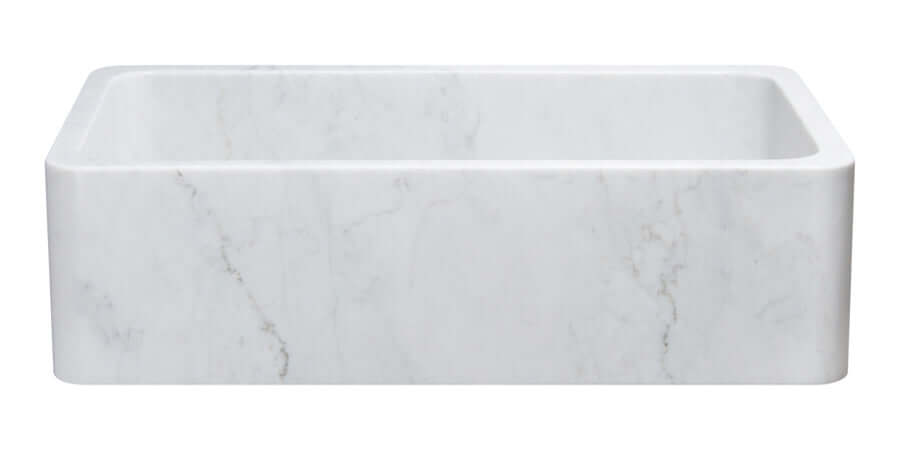 Alternate Image for 36" Stone Farmhouse Kitchen Sink, Smooth Reversible Apron Front, Carrara Marble, White, KF362010SB-NLP-CW
