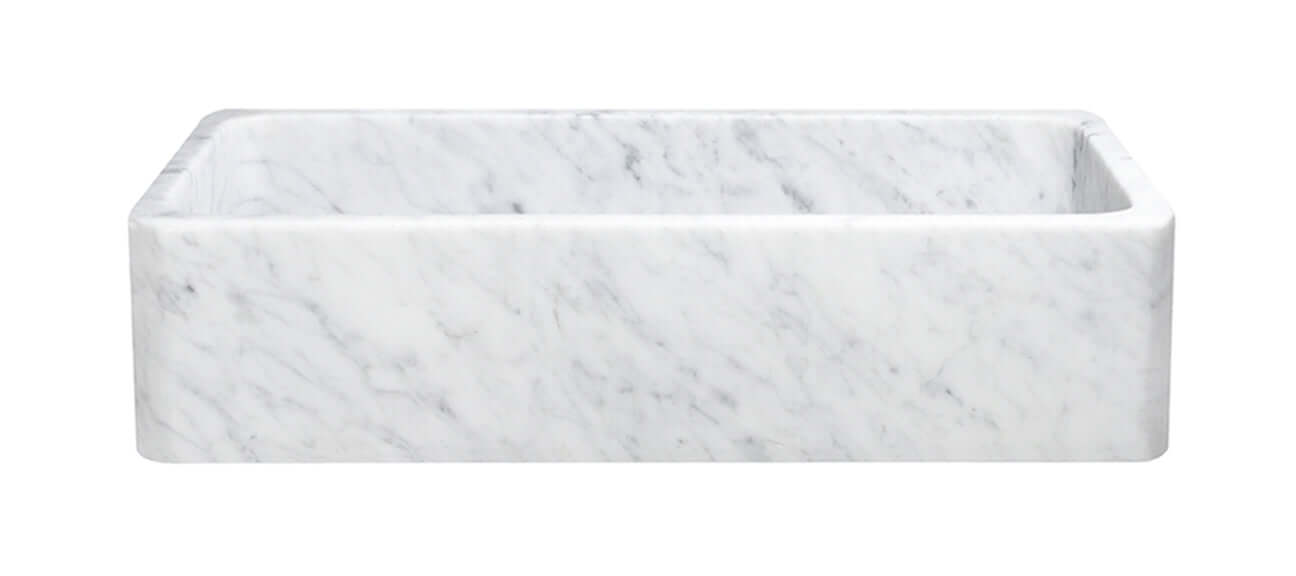 42" Carrara White Marble Farmhouse Kitchen Sink, Single Bowl, Reversible, KF422010SB-NLP-CW