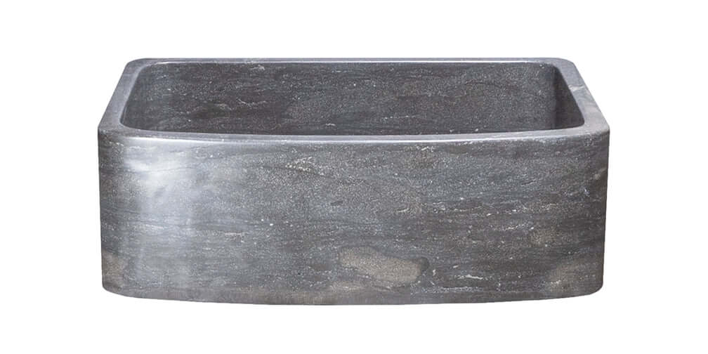 30" Smoke Brown Limestone Farmhouse Kitchen Sink, Curved Front, Single Bowl, Reversible, KFCF302210SB-NLP-BLN