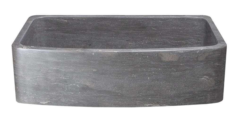 36" Smoke Brown Limestone Farmhouse Kitchen Sink, Curved Front, Single Bowl, Reversible, KFCF362210SB-NLP-BLN