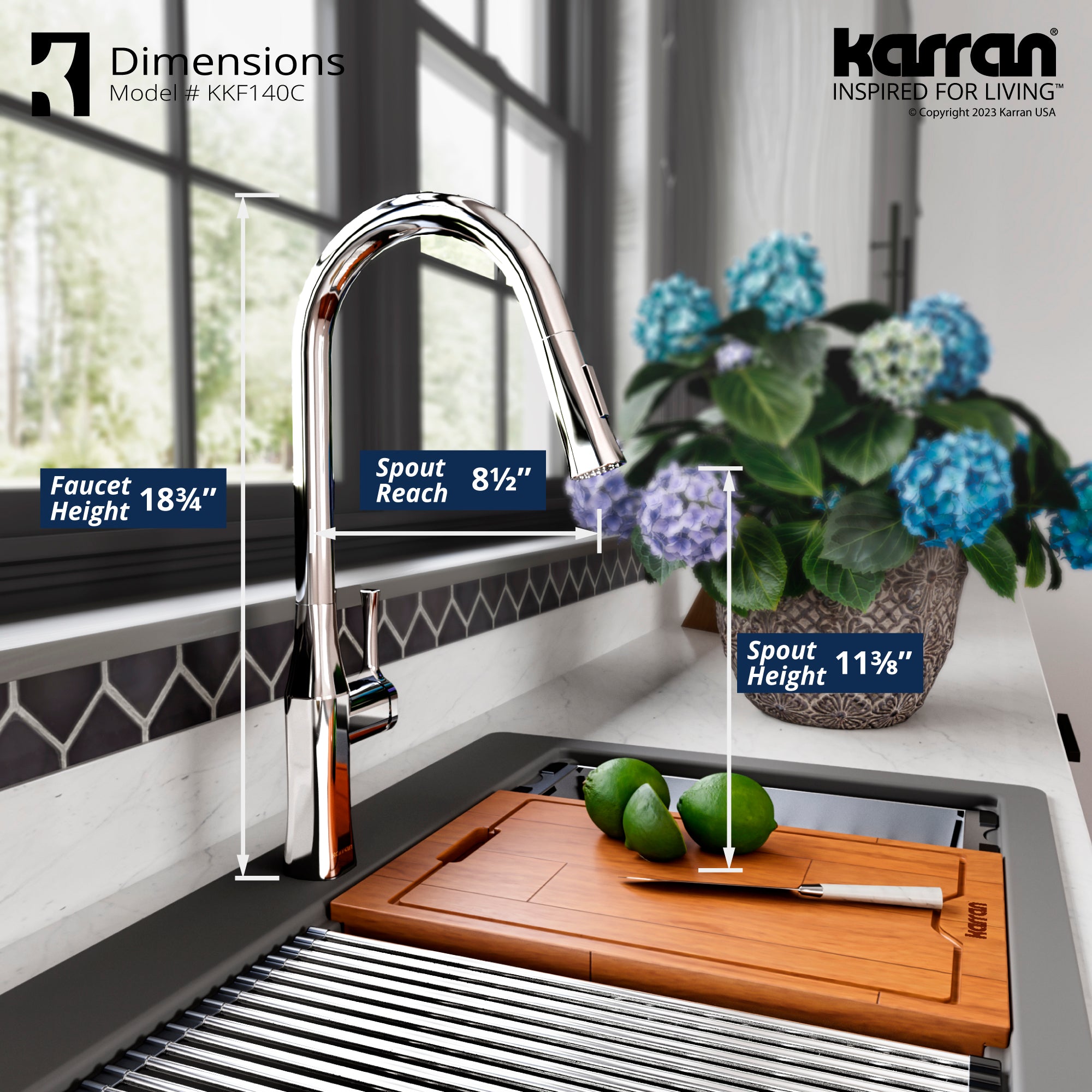 Alternate Image for Karran Standerton 1.8 GPM Single Lever Handle Lead-free Brass ADA Kitchen Faucet, Pull-Down Kitchen, Chrome, KKF140C