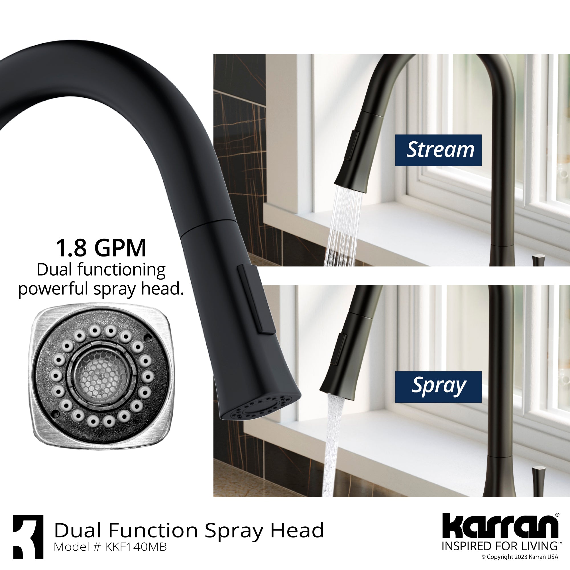 Alternate Image for Karran Standerton 1.8 GPM Single Lever Handle Lead-free Brass ADA Kitchen Faucet, Pull-Down Kitchen, Matte Black, KKF140MB