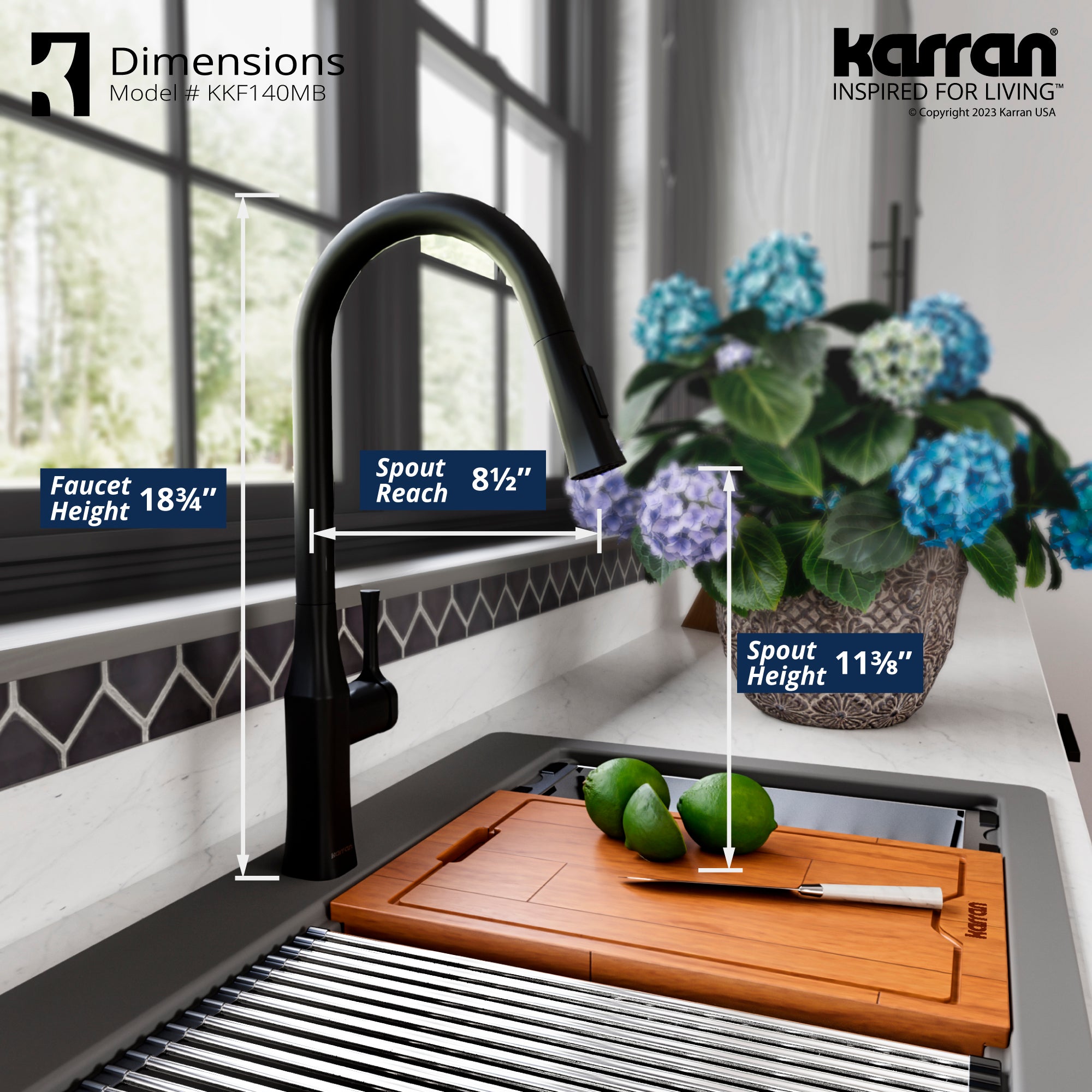 Alternate Image for Karran Standerton 1.8 GPM Single Lever Handle Lead-free Brass ADA Kitchen Faucet, Pull-Down Kitchen, Matte Black, KKF140MB