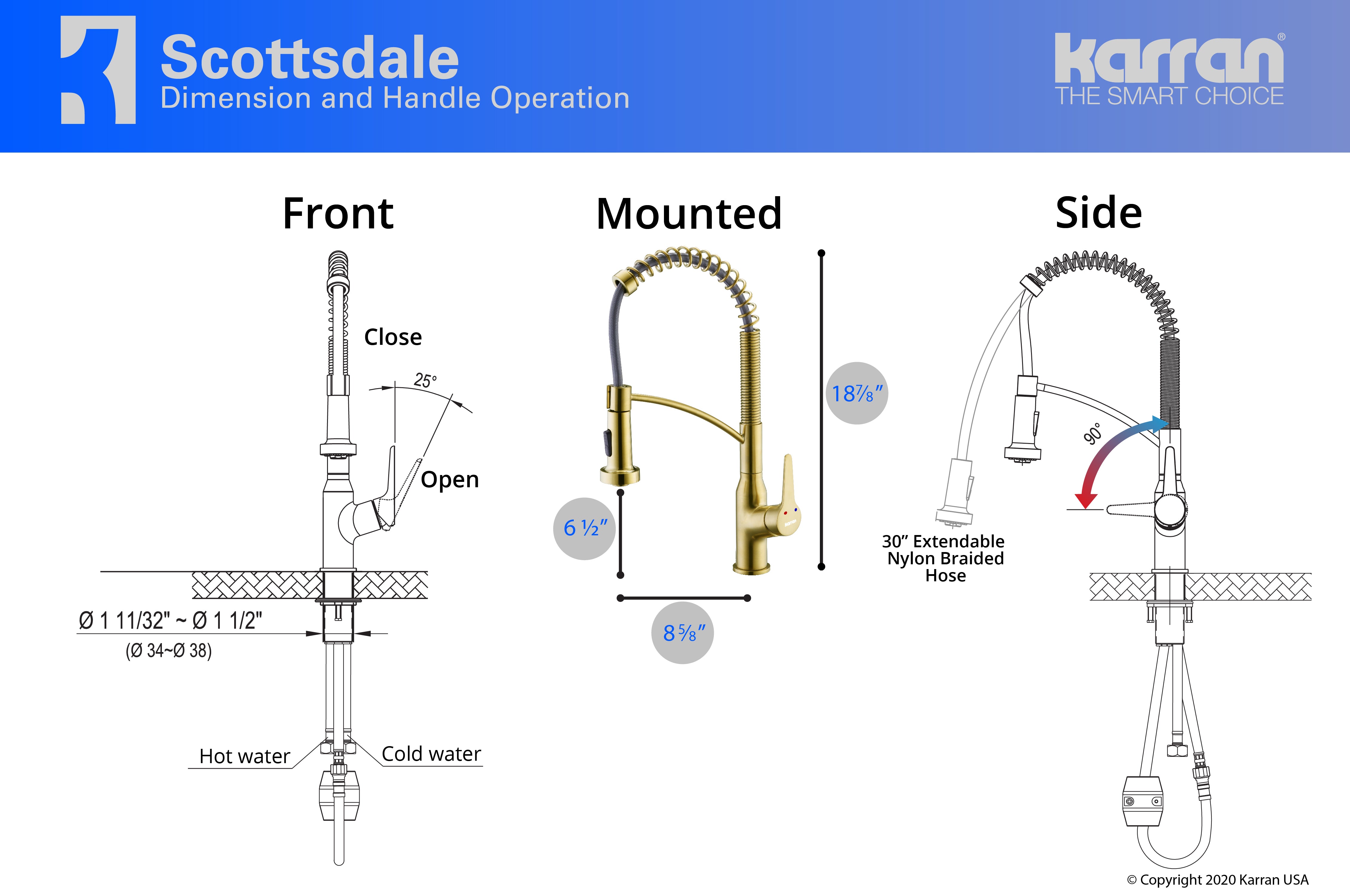 Alternate Image for Karran Scottsdale Single Lever Handle Lead-free Brass ADA Kitchen Faucet, Pull Down, Brushed Gold, KKF210BG