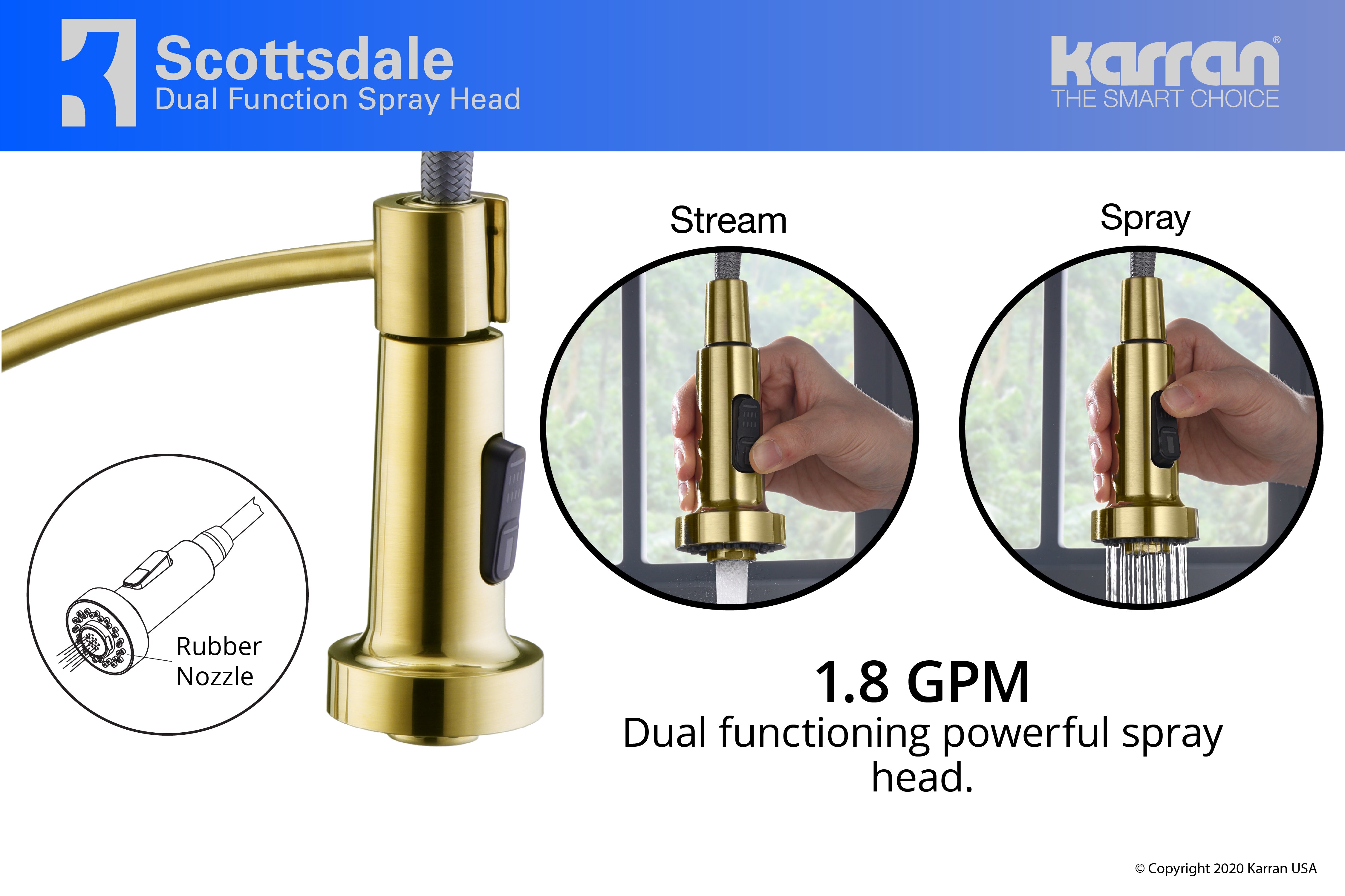 Alternate Image for Karran Scottsdale Single Lever Handle Lead-free Brass ADA Kitchen Faucet, Pull Down, Brushed Gold, KKF210BG