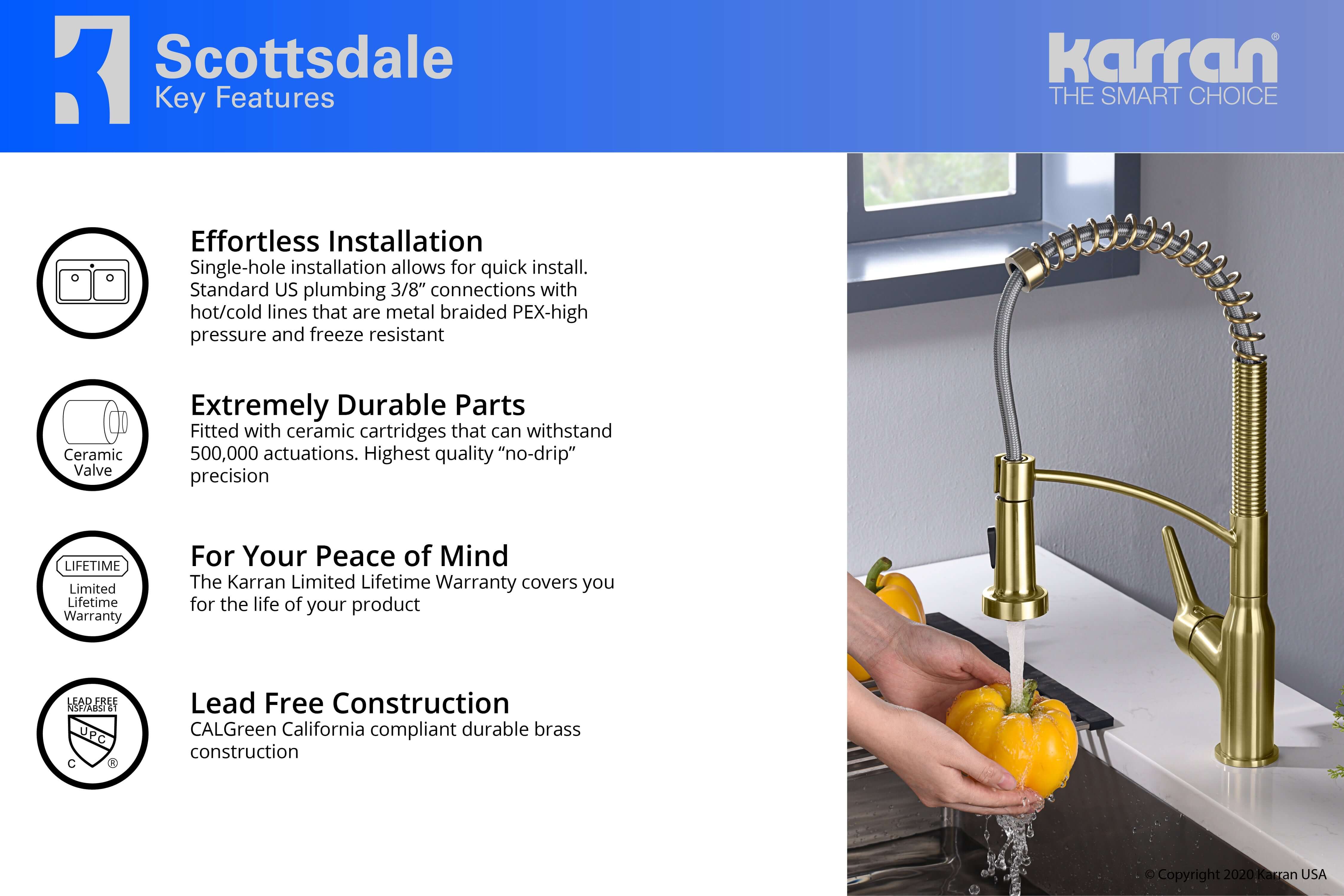 Alternate Image for Karran Scottsdale Single Lever Handle Lead-free Brass ADA Kitchen Faucet, Pull Down, Brushed Gold, KKF210BG