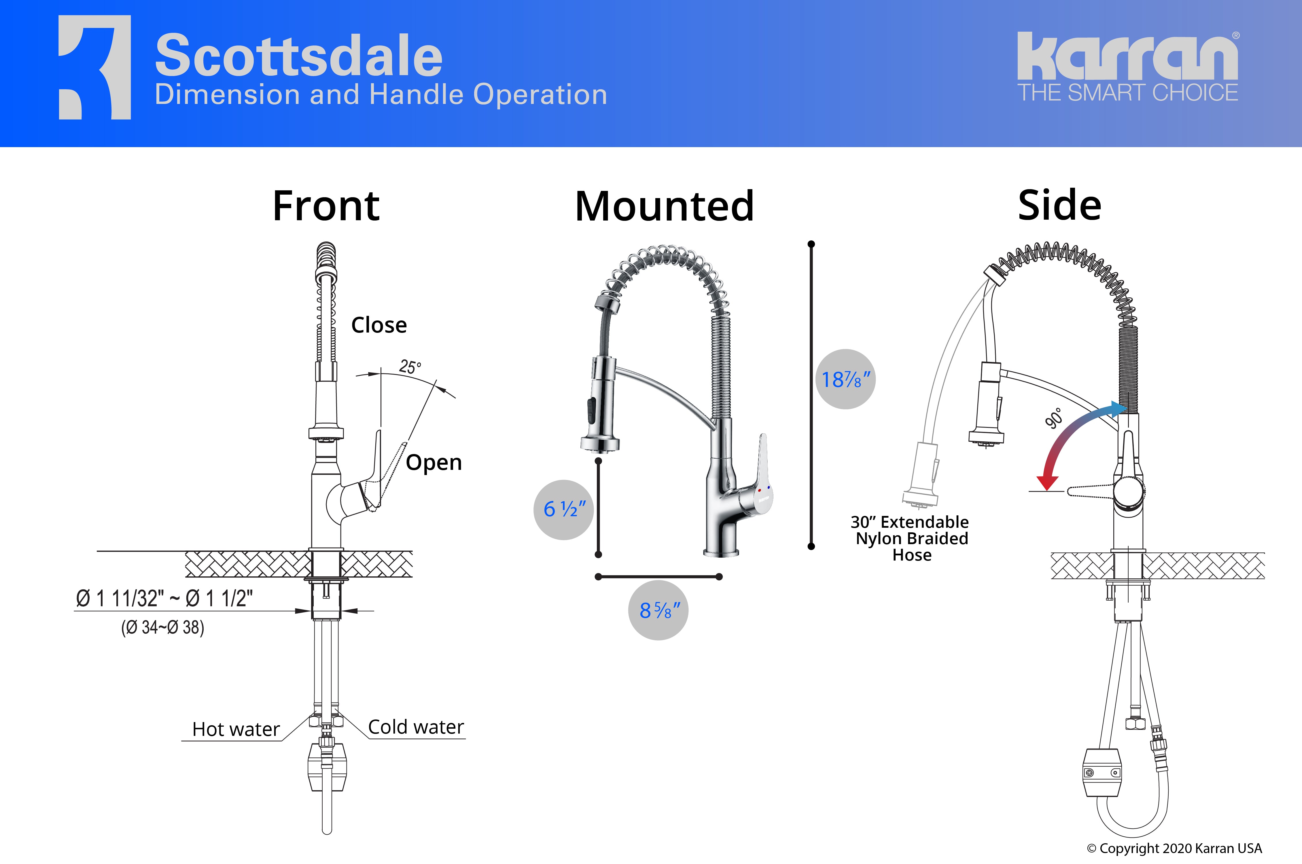 Alternate Image for Karran Scottsdale Single Lever Handle Lead-free Brass ADA Kitchen Faucet, Pull Down, Chrome, KKF210C