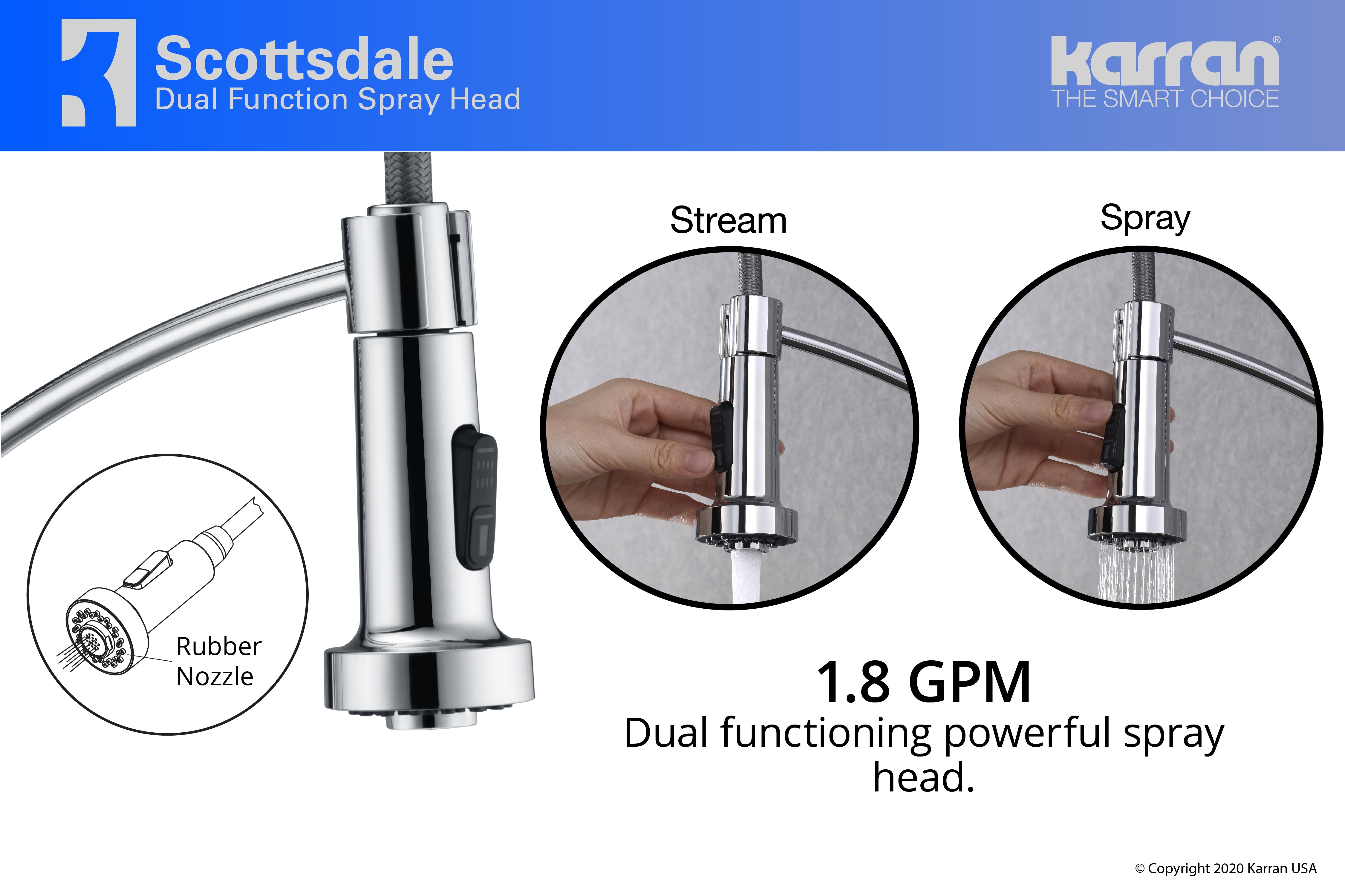 Alternate Image for Karran Scottsdale Single Lever Handle Lead-free Brass ADA Kitchen Faucet, Pull Down, Chrome, KKF210C