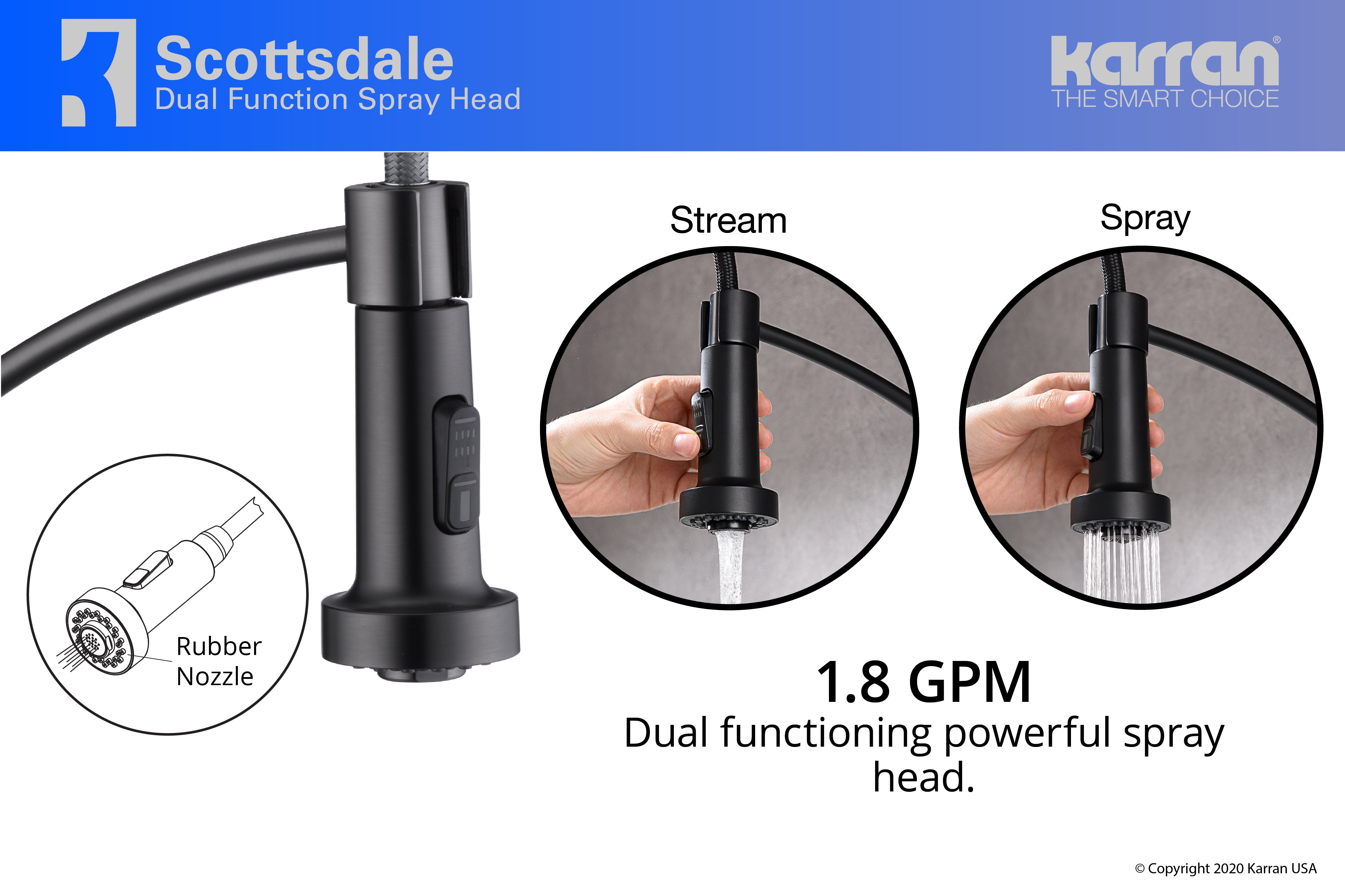 Alternate Image for Karran Scottsdale Single Lever Handle Lead-free Brass ADA Kitchen Faucet, Pull Down, Matte Black, KKF210MB