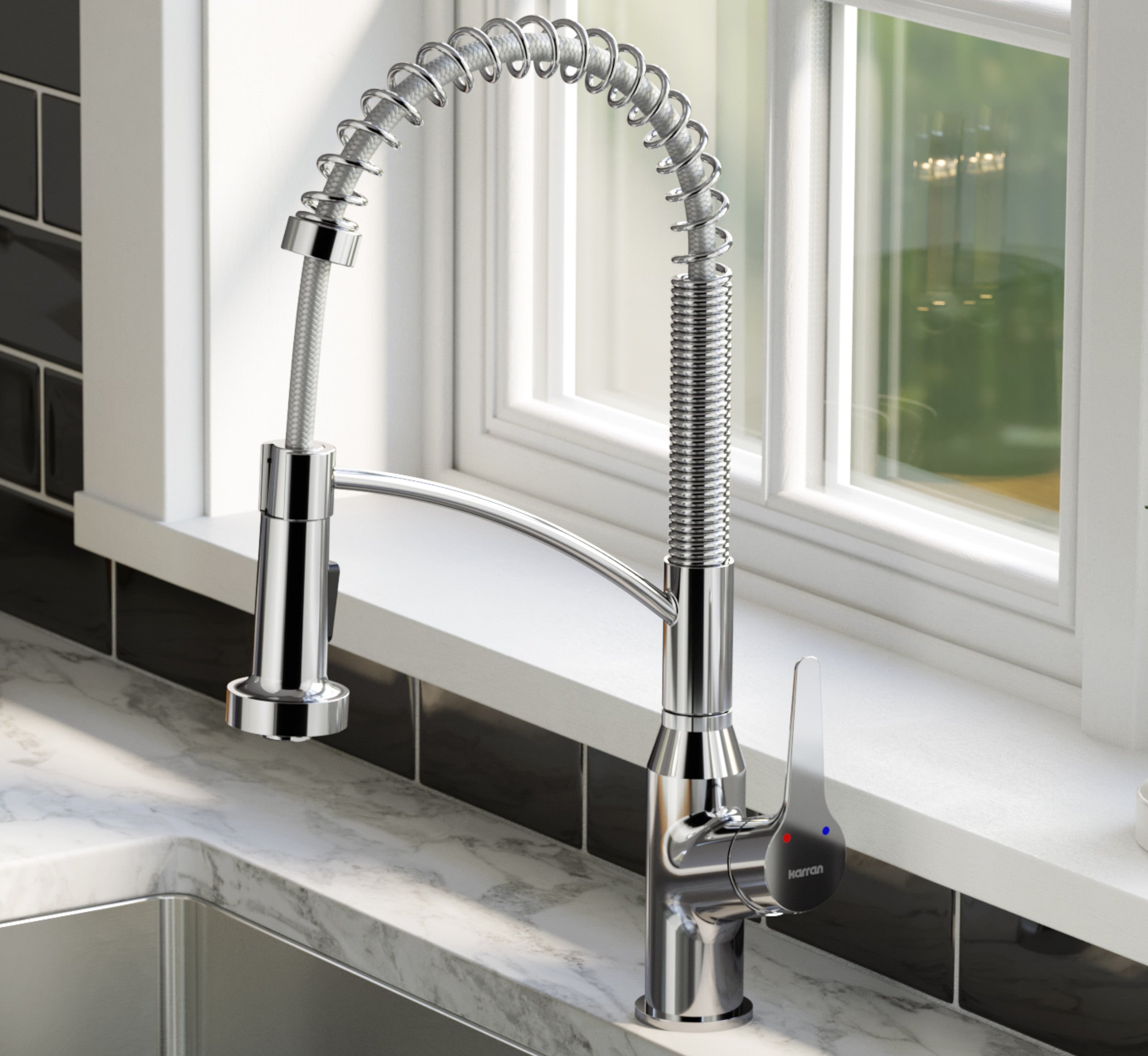 Alternate Image for Karran Scottsdale 1.8 GPM Single Lever Handle Lead-free Brass ADA Kitchen Faucet, Pull-Down Kitchen, Chrome, KKF210SD35C