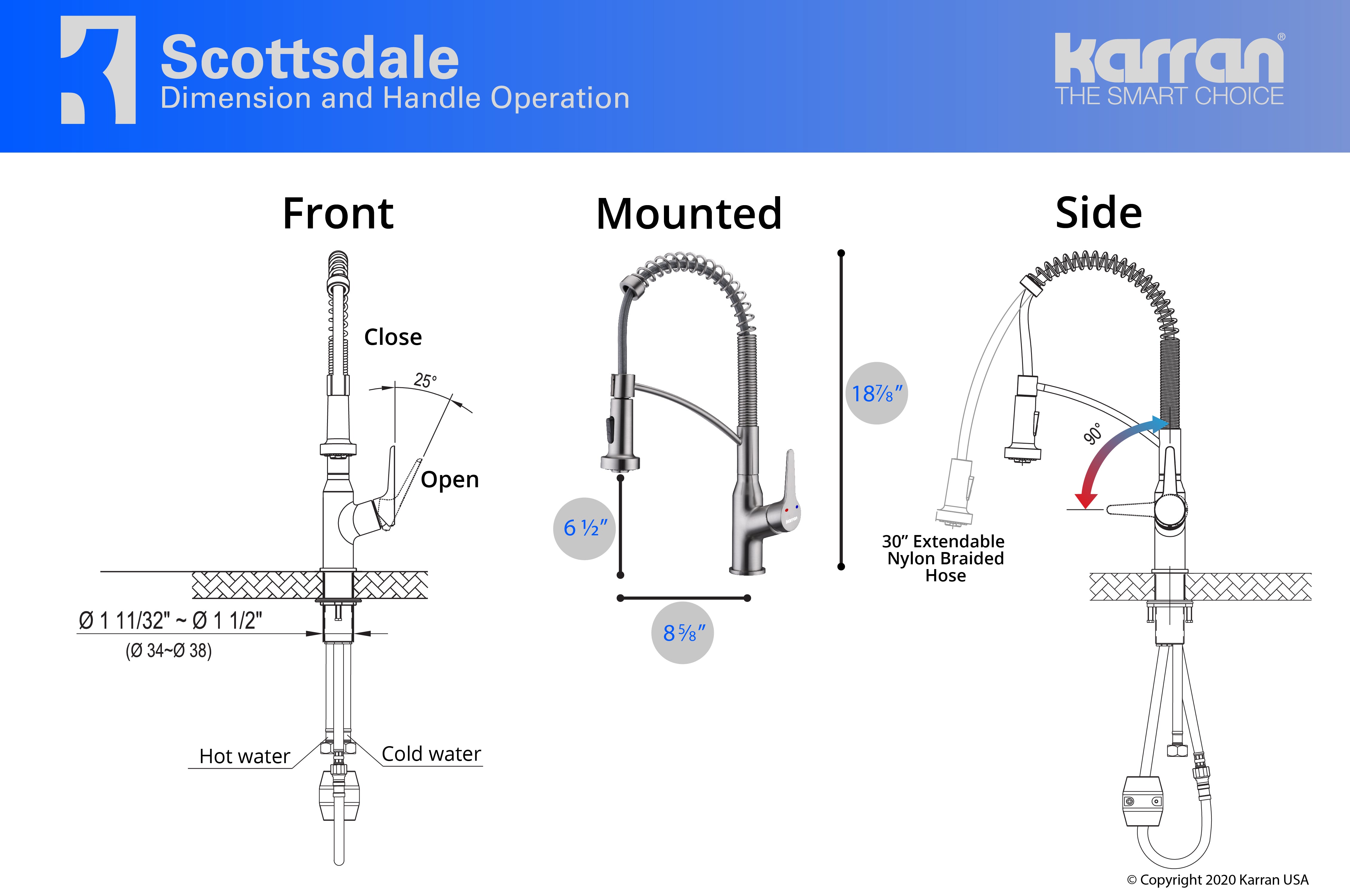 Alternate Image for Karran Scottsdale Single Lever Handle Lead-free Brass ADA Kitchen Faucet, Pull Down, Stainless Steel, KKF210SS