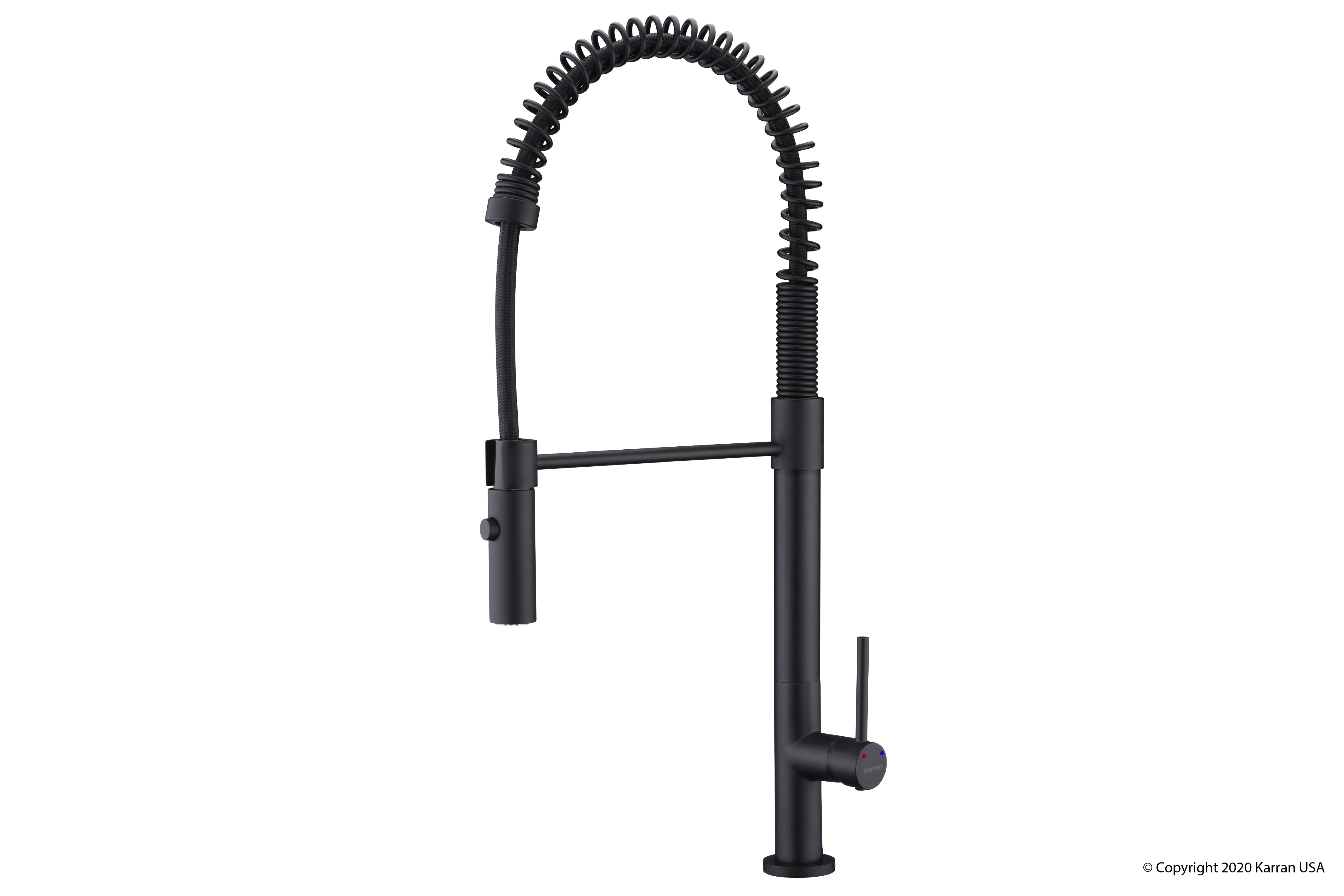 Karran Bluffton Single Lever Handle Lead-free Brass ADA Kitchen Faucet, Pull Down, Matte Black, KKF220MB