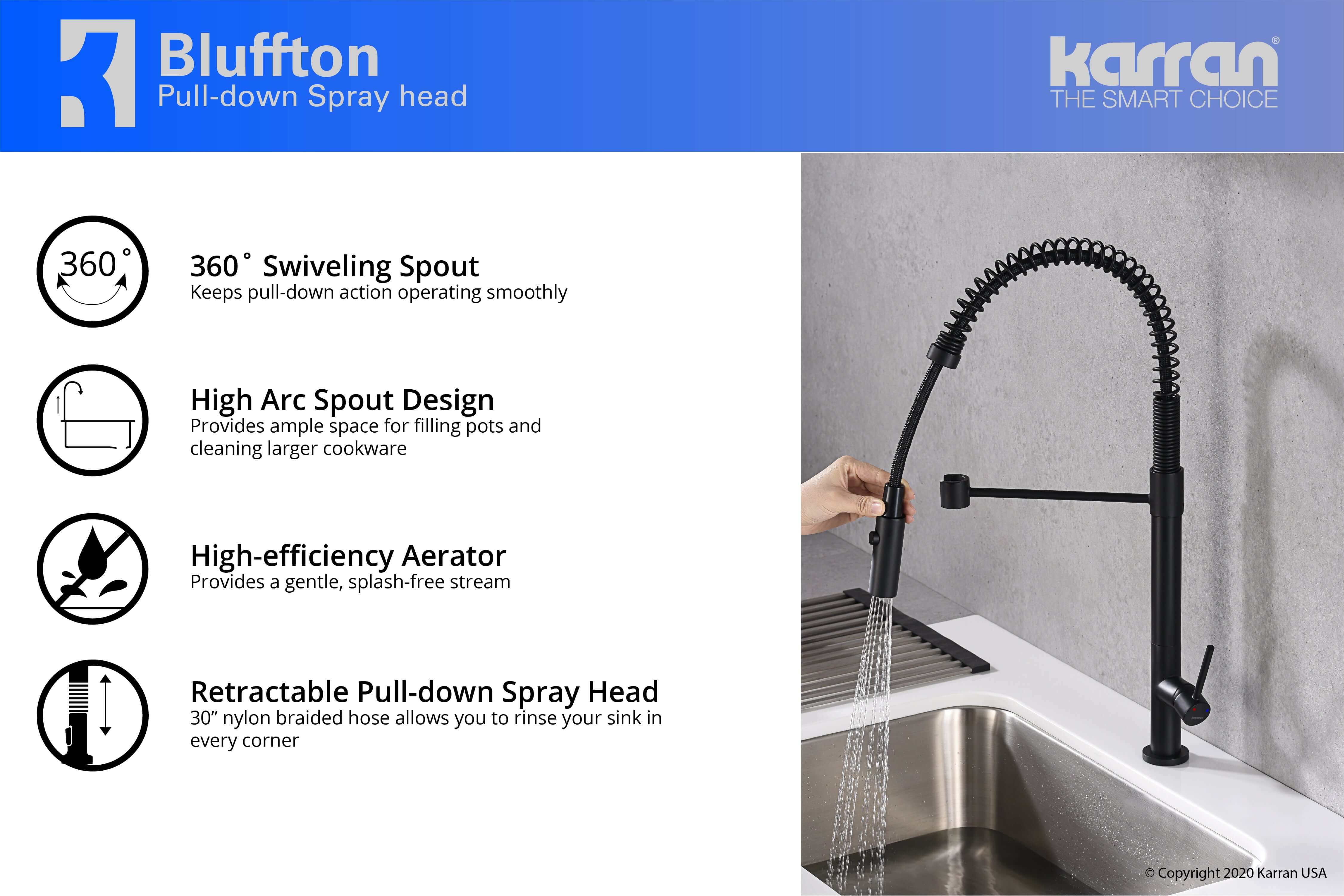 Alternate Image for Karran Bluffton Single Lever Handle Lead-free Brass ADA Kitchen Faucet, Pull Down, Matte Black, KKF220MB