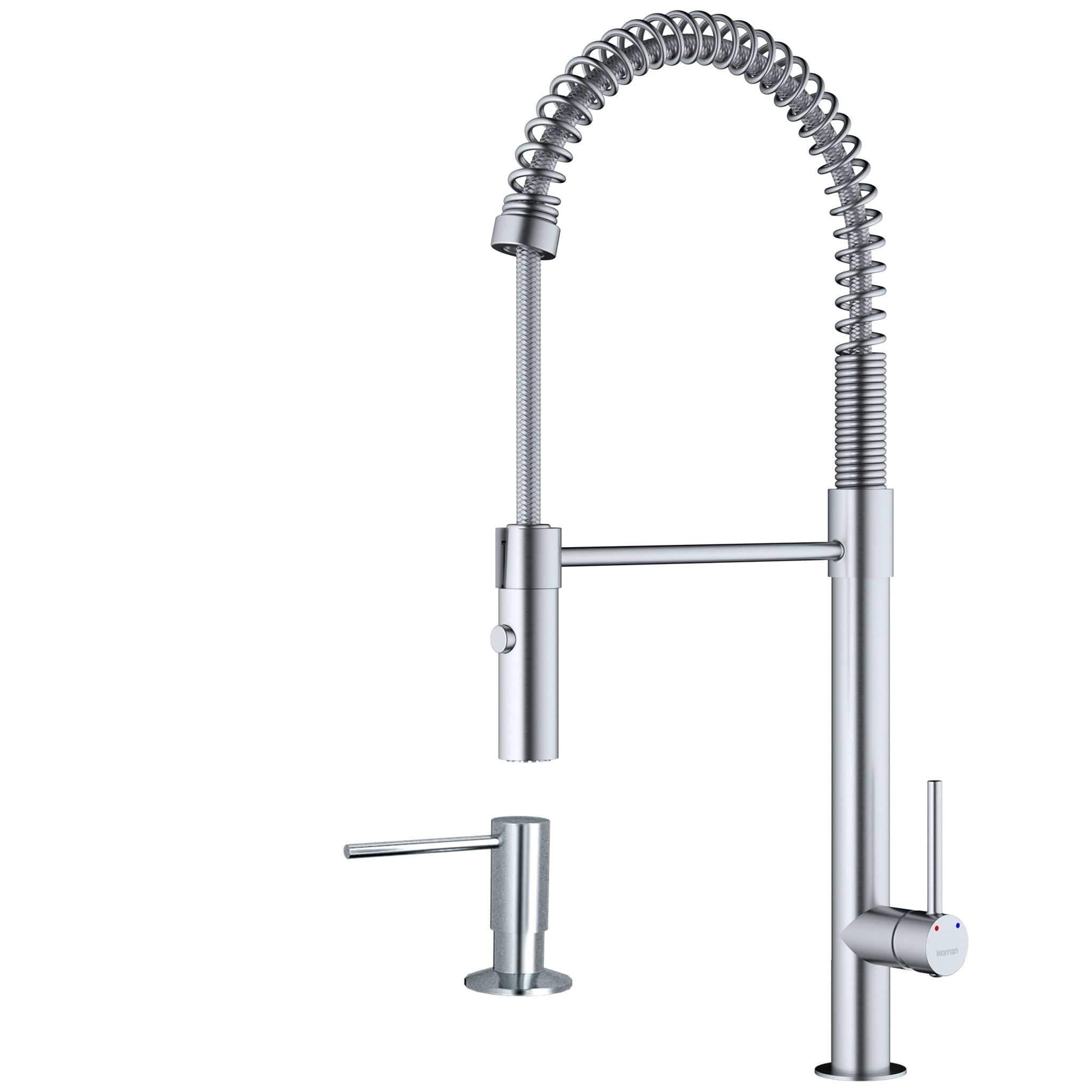 Karran Bluffton 1.8 GPM Single Lever Handle Lead-free Brass ADA Kitchen Faucet, Pull-Down Kitchen, Stainless Steel, KKF220SD35SS