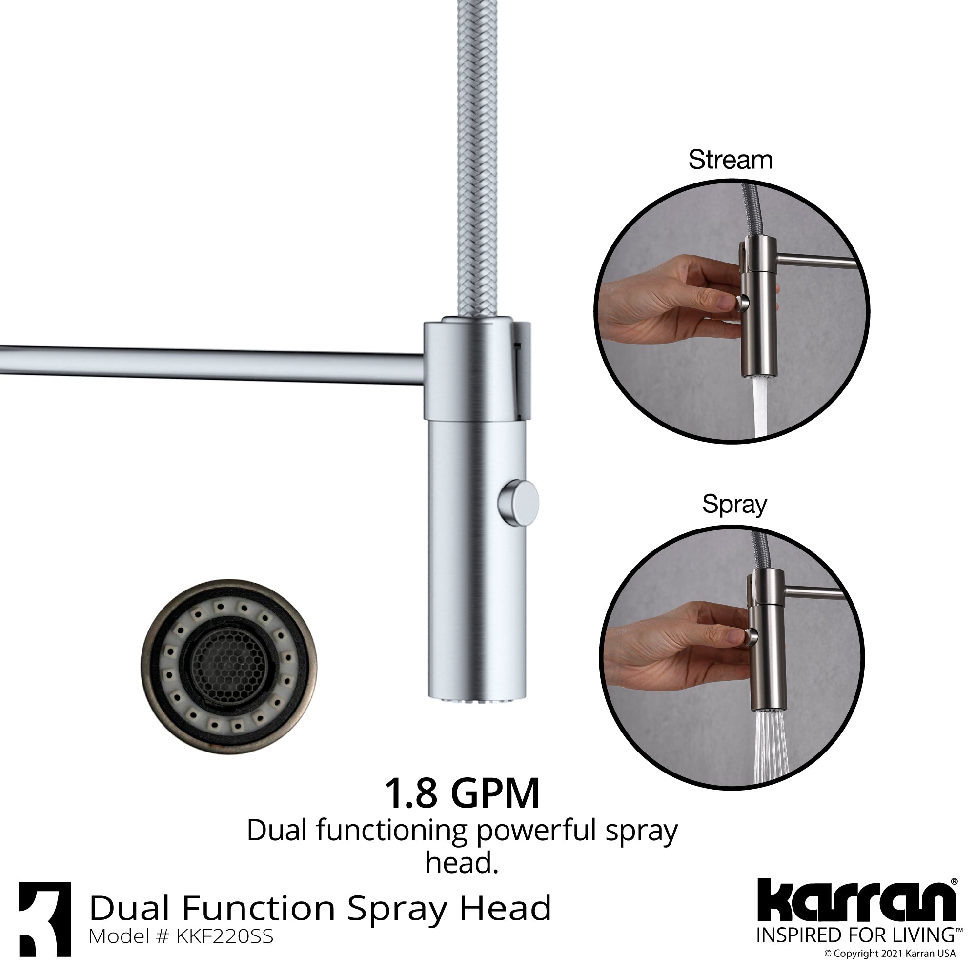 Alternate Image for Karran Bluffton 1.8 GPM Single Lever Handle Lead-free Brass ADA Kitchen Faucet, Pull-Down Kitchen, Stainless Steel, KKF220SD35SS