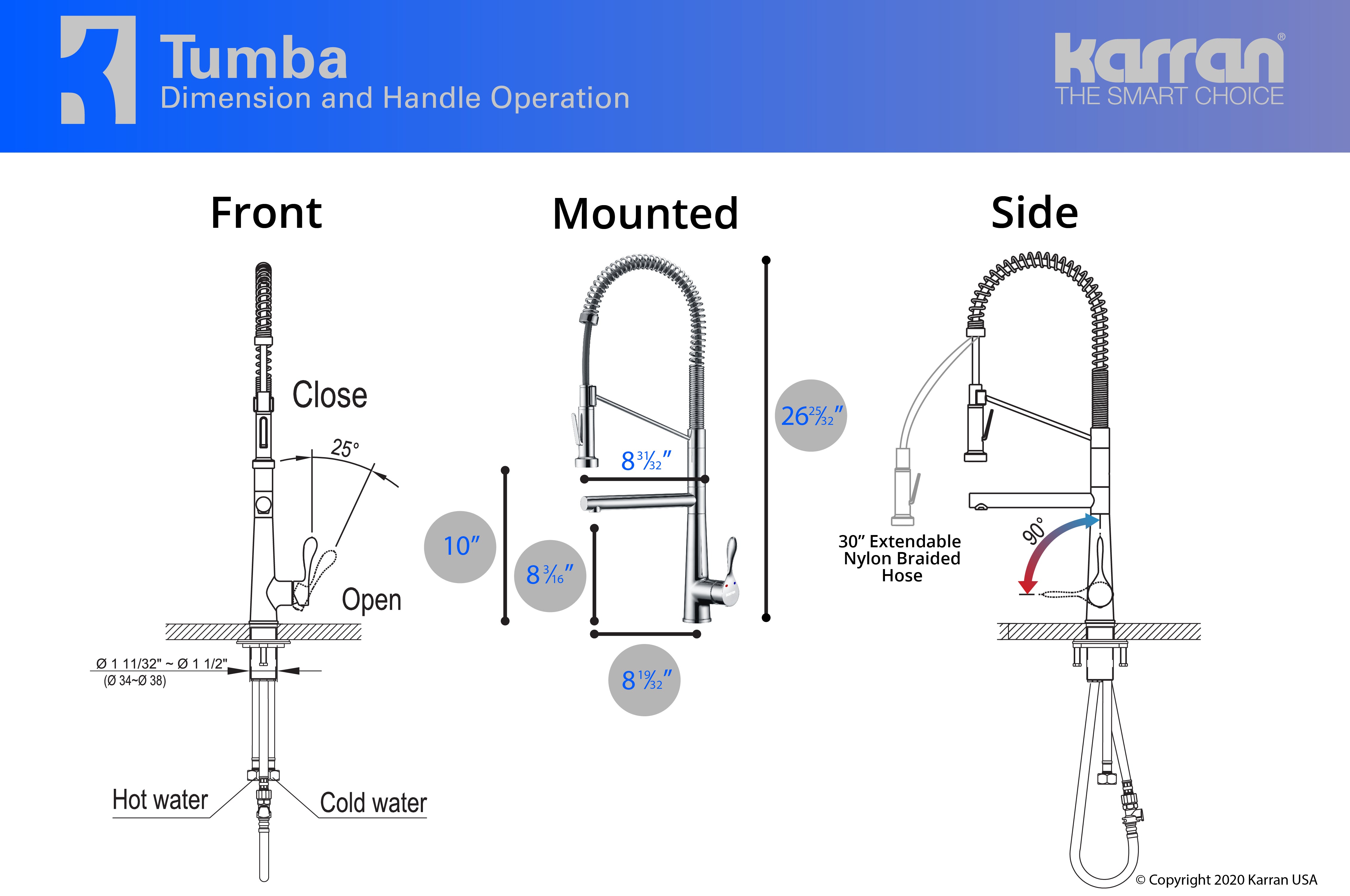 Alternate Image for Karran Tumba Single Lever Handle Lead-free Brass ADA Kitchen Faucet, Pull Down, Chrome, KKF230C