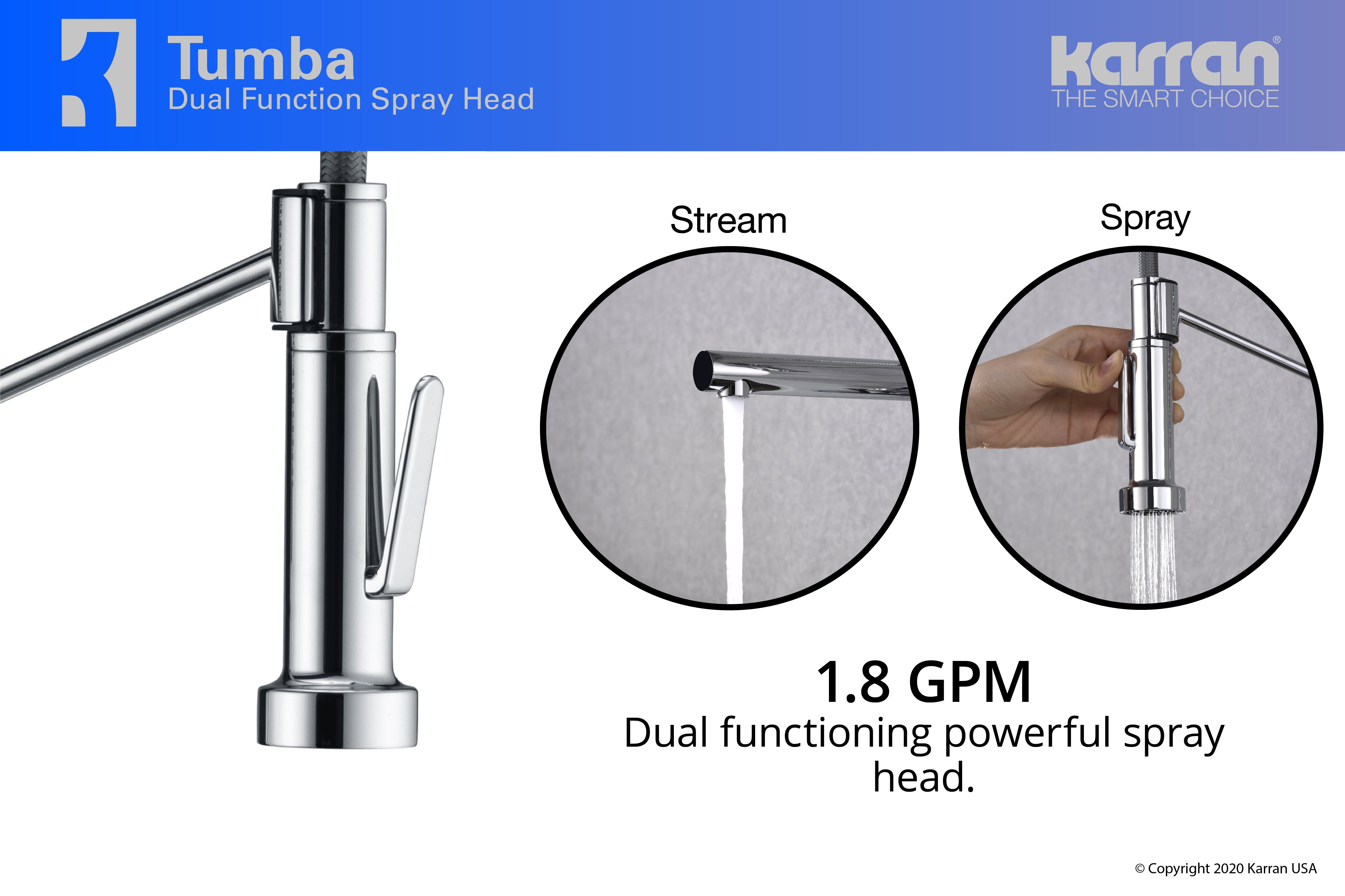 Alternate Image for Karran Tumba Single Lever Handle Lead-free Brass ADA Kitchen Faucet, Pull Down, Chrome, KKF230C