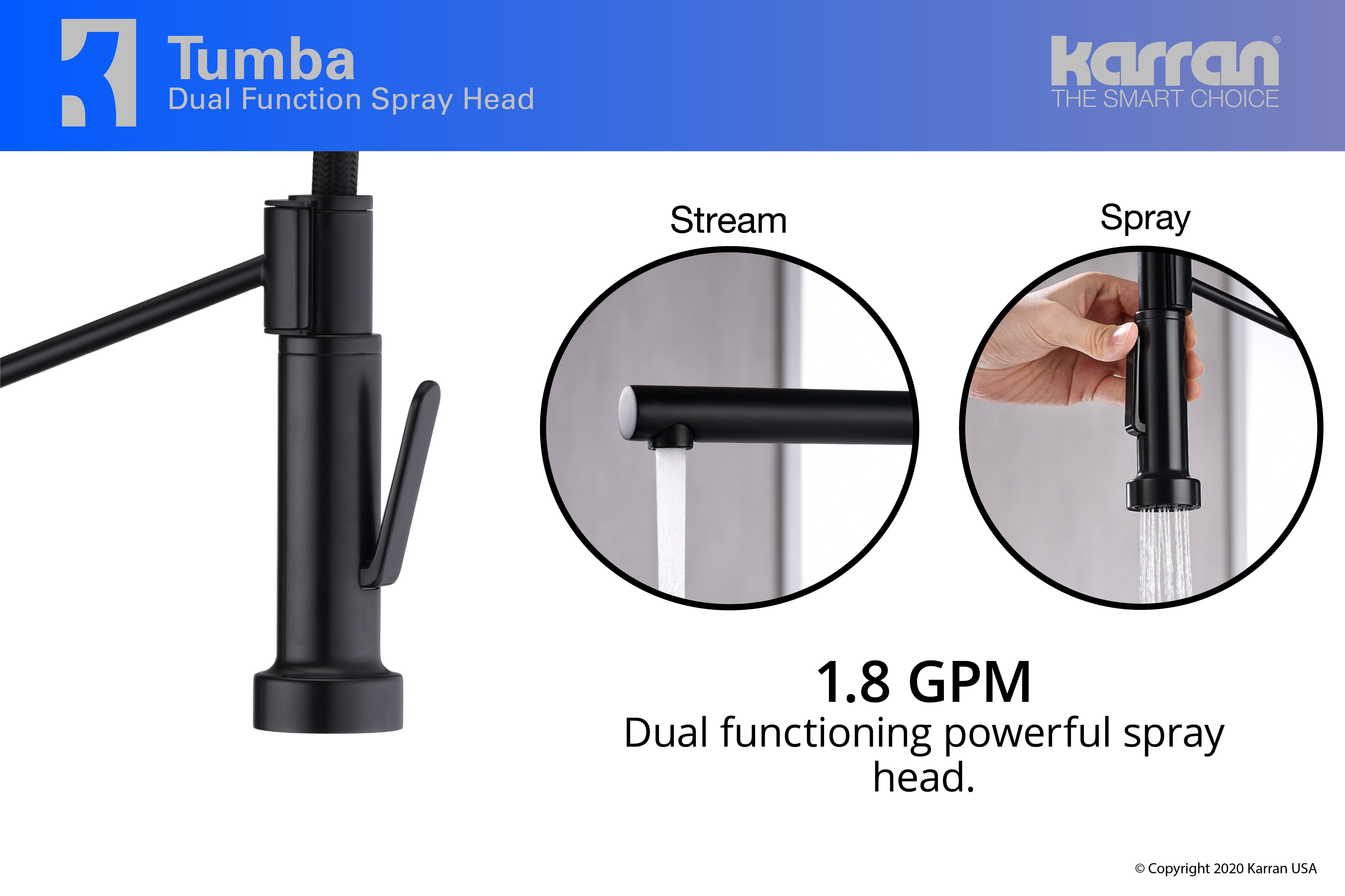 Alternate Image for Karran Tumba Single Lever Handle Lead-free Brass ADA Kitchen Faucet, Pull Down, Matte Black, KKF230MB