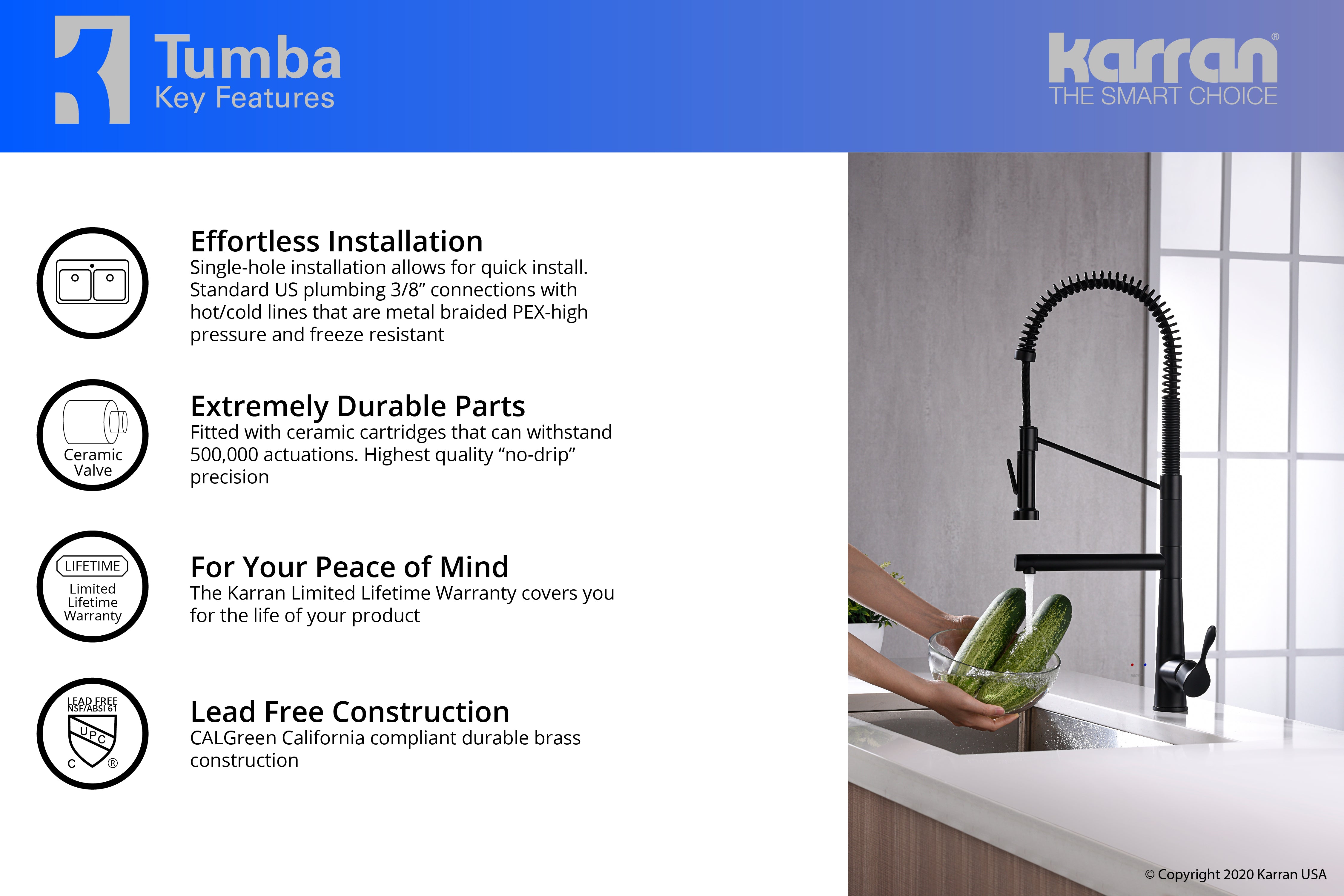 Alternate Image for Karran Tumba Single Lever Handle Lead-free Brass ADA Kitchen Faucet, Pull Down, Matte Black, KKF230MB