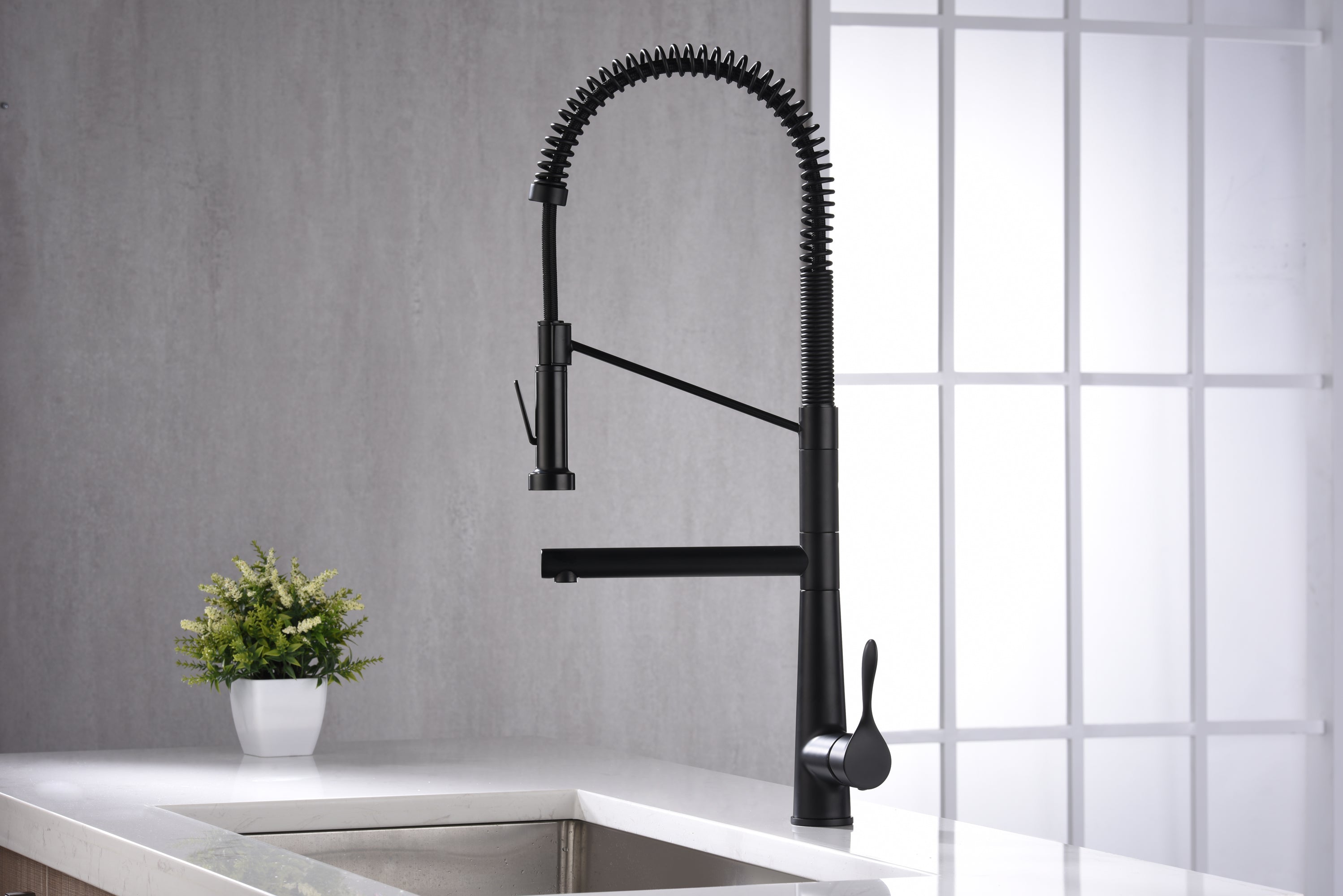 Alternate Image for Karran Tumba Single Lever Handle Lead-free Brass ADA Kitchen Faucet, Pull Down, Matte Black, KKF230MB