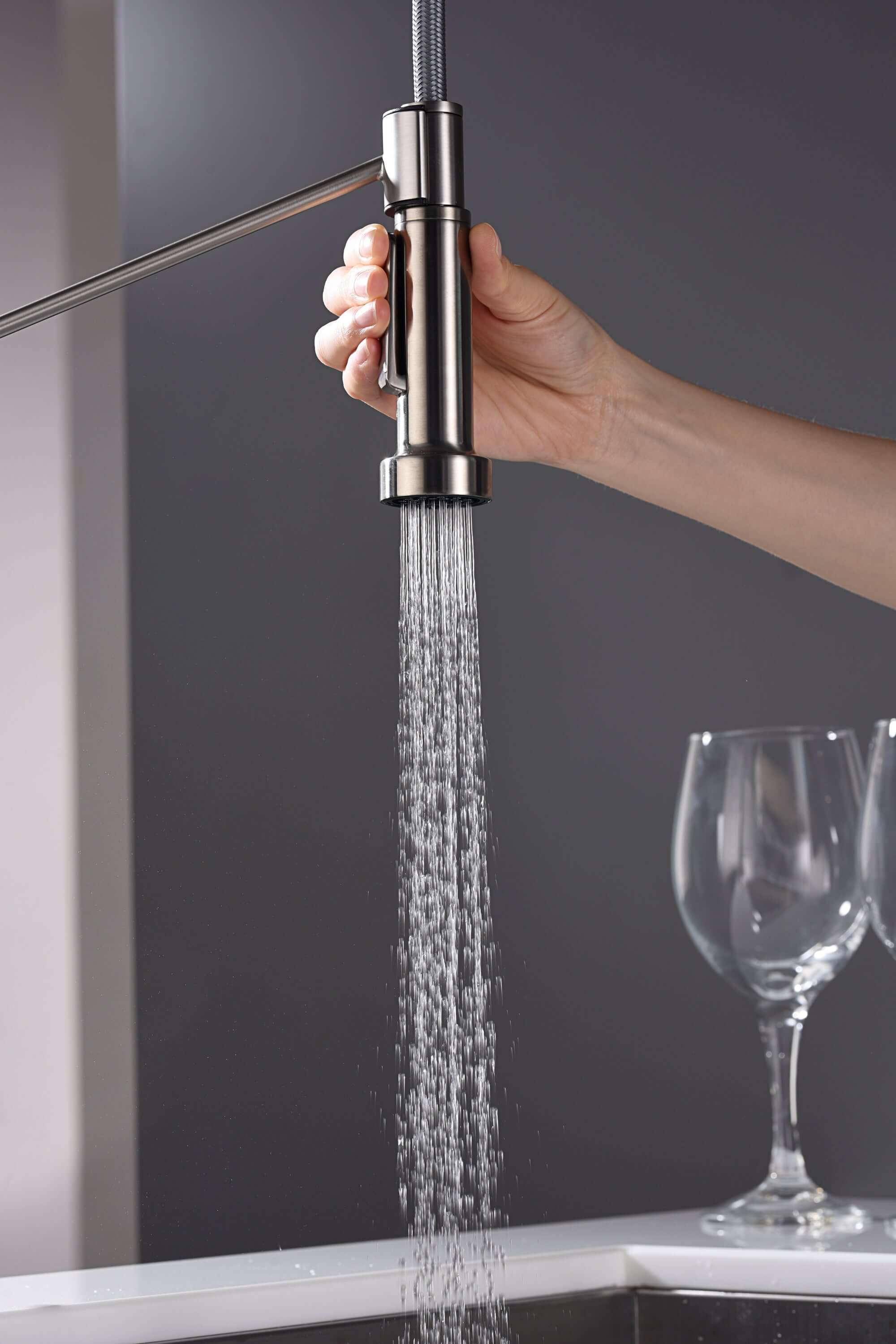 Alternate Image for Karran Tumba Single Lever Handle Lead-free Brass ADA Kitchen Faucet, Pull Down, Stainless Steel, KKF230SS