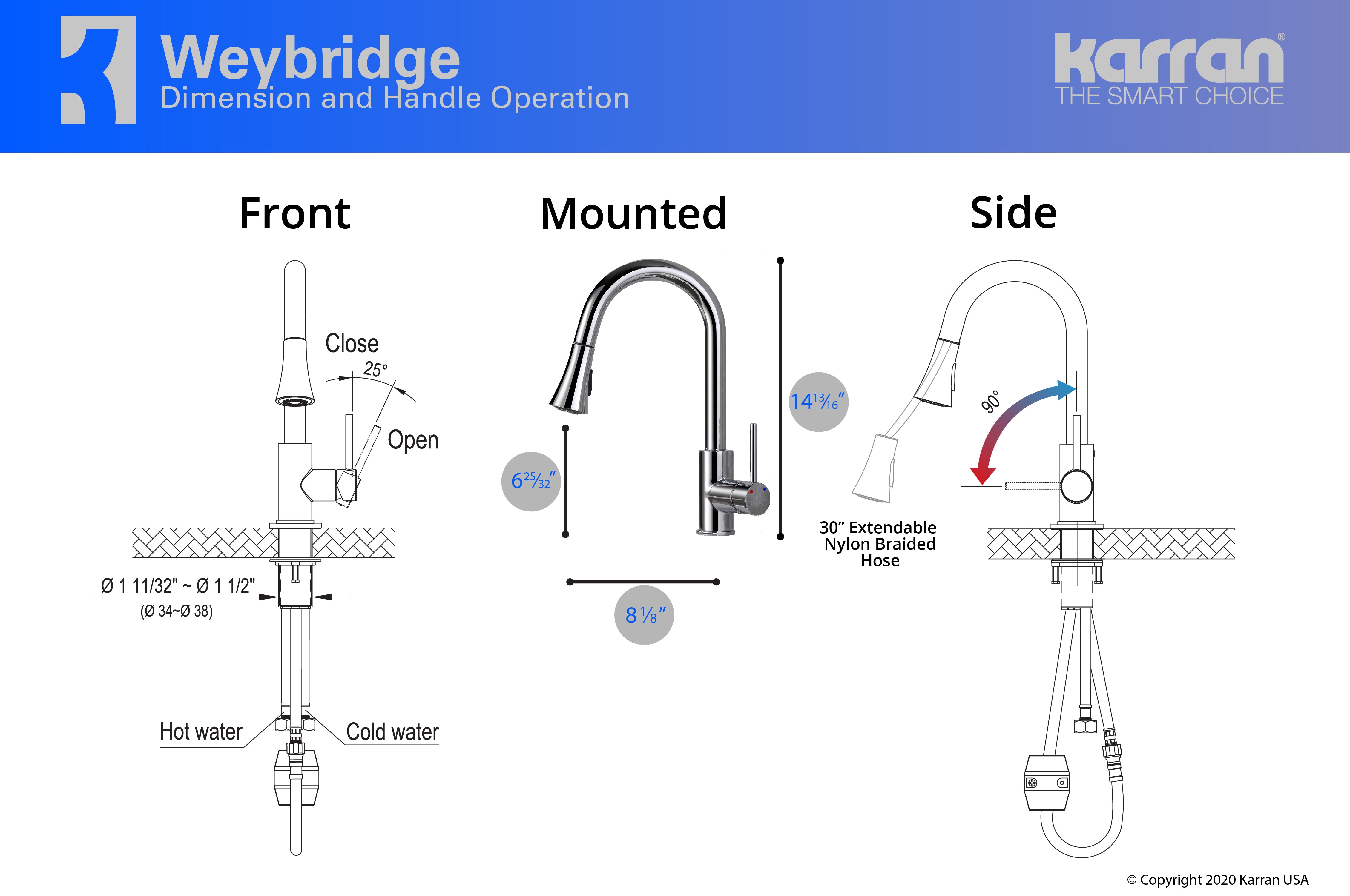 Alternate Image for Karran Weybridge Single Lever Handle Lead-free Brass ADA Kitchen Faucet, Pull Down, Chrome, KKF240C