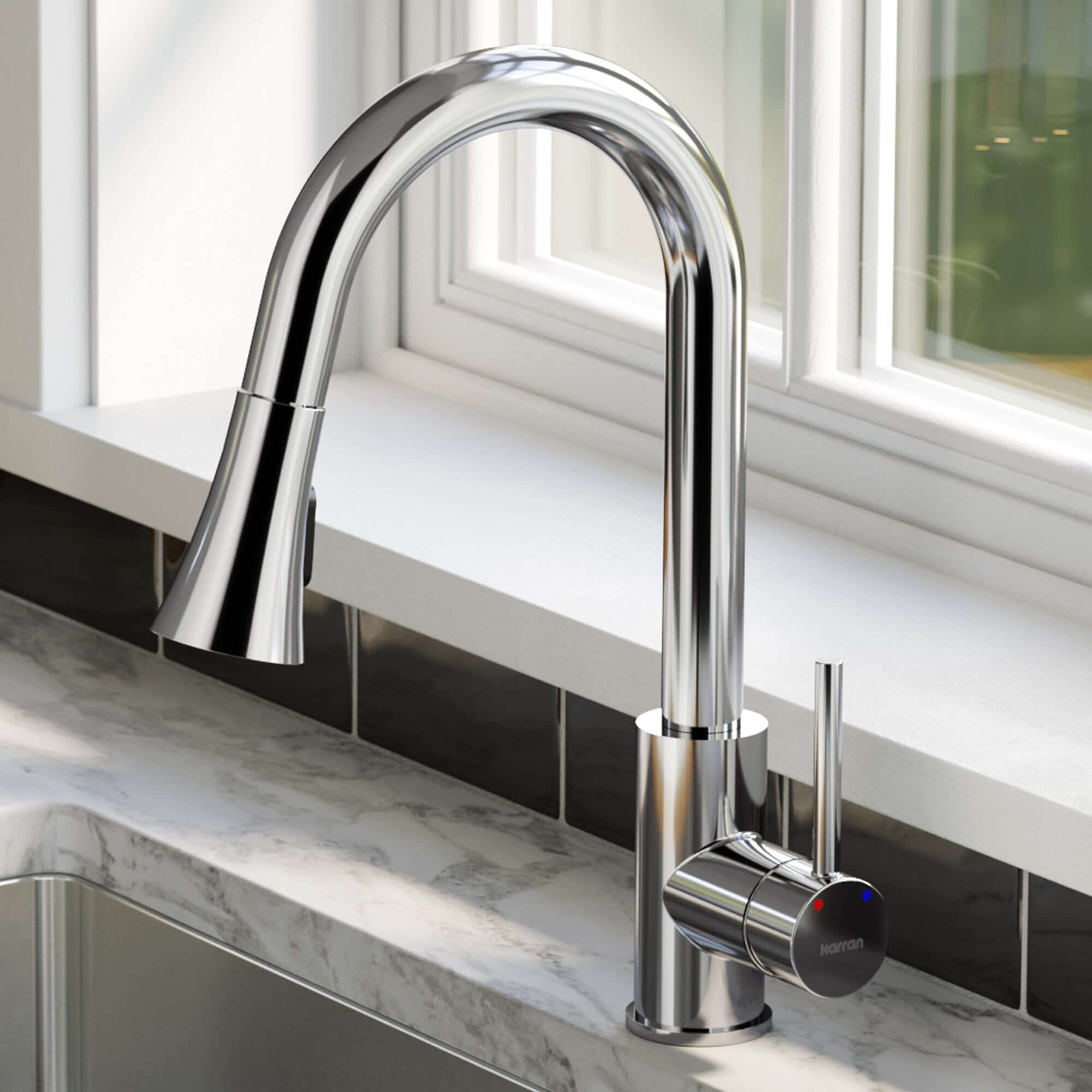 Alternate Image for Karran Weybridge 1.8 GPM Single Lever Handle Lead-free Brass ADA Kitchen Faucet, Pull-Down Kitchen, Chrome, KKF240SD25C