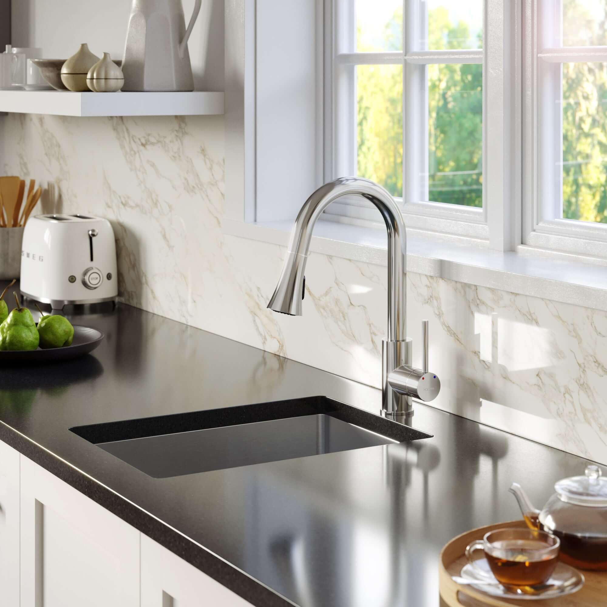 Alternate Image for Karran Weybridge 1.8 GPM Single Lever Handle Lead-free Brass ADA Kitchen Faucet, Pull-Down Kitchen, Chrome, KKF240SD25C