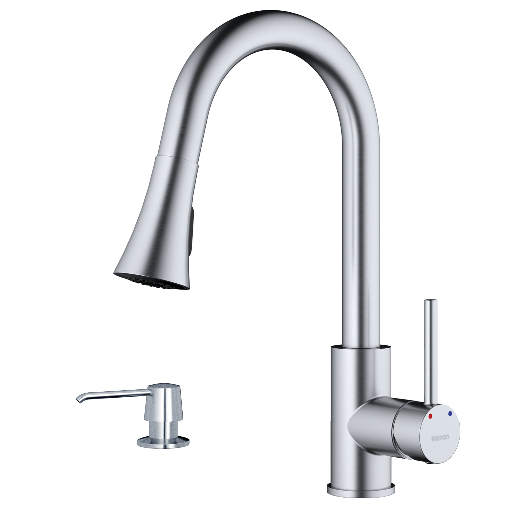 Karran Weybridge 1.8 GPM Single Lever Handle Lead-free Brass ADA Kitchen Faucet, Pull-Down Kitchen, Stainless Steel, KKF240SD25SS
