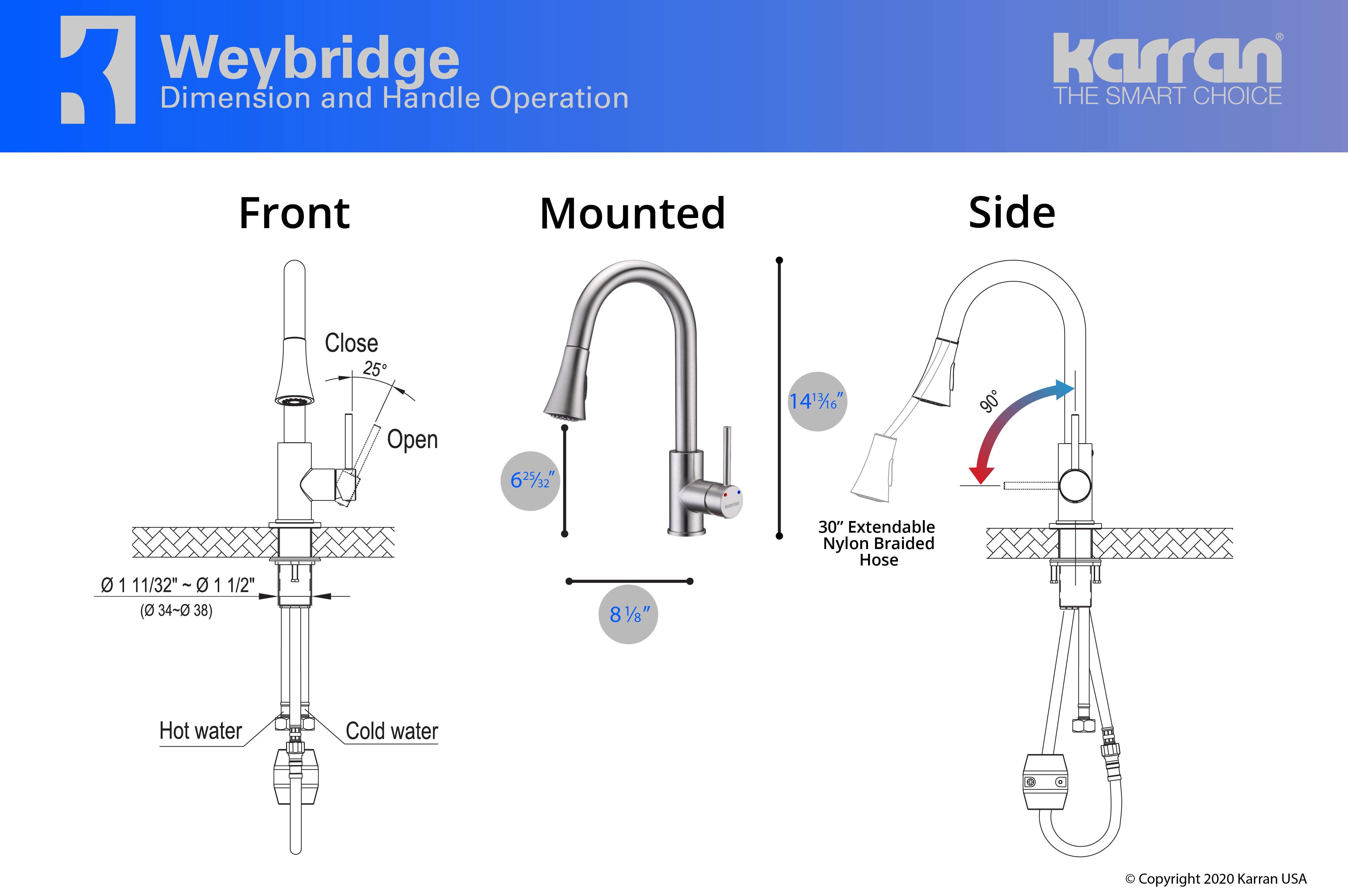 Alternate Image for Karran Weybridge Single Lever Handle Lead-free Brass ADA Kitchen Faucet, Pull Down, Stainless Steel, KKF240SS
