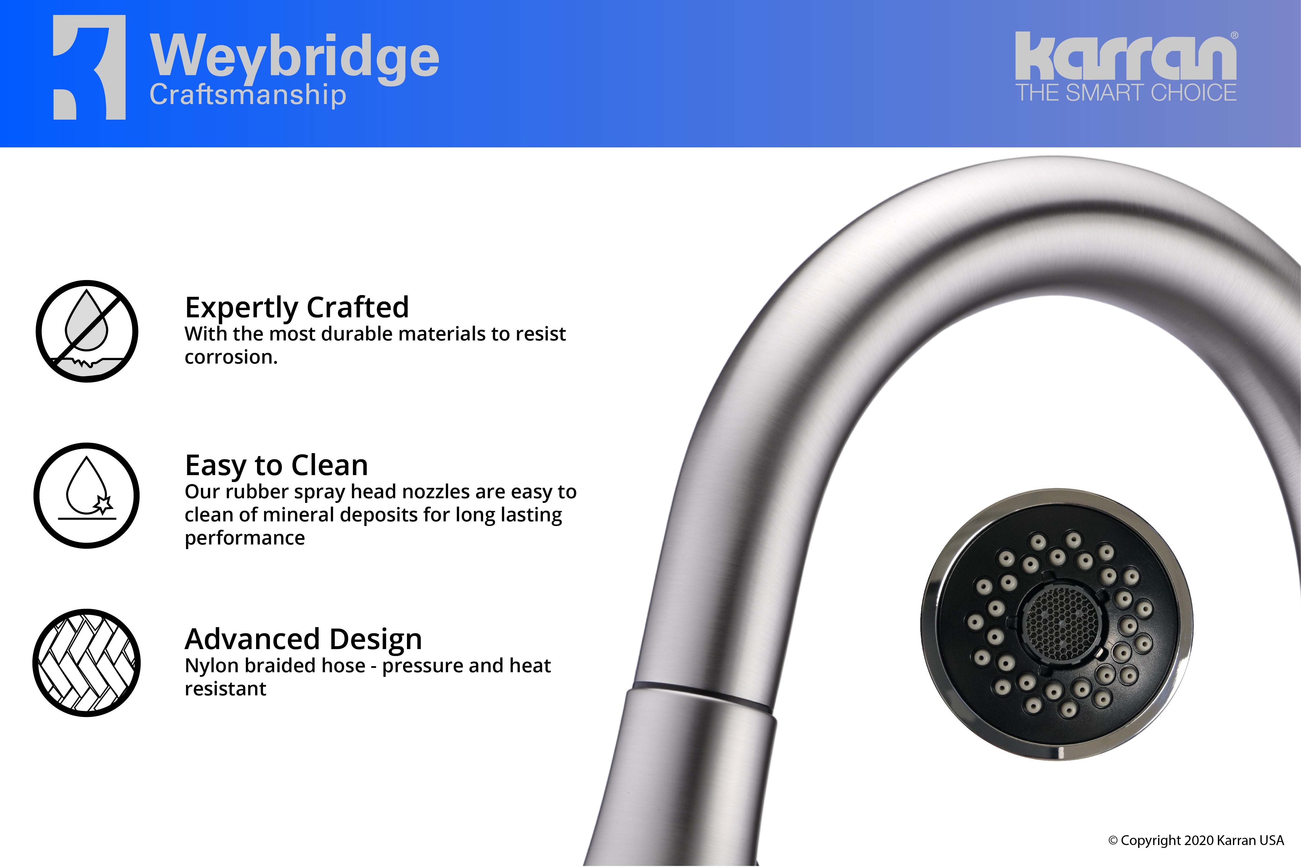 Alternate Image for Karran Weybridge Single Lever Handle Lead-free Brass ADA Kitchen Faucet, Pull Down, Stainless Steel, KKF240SS
