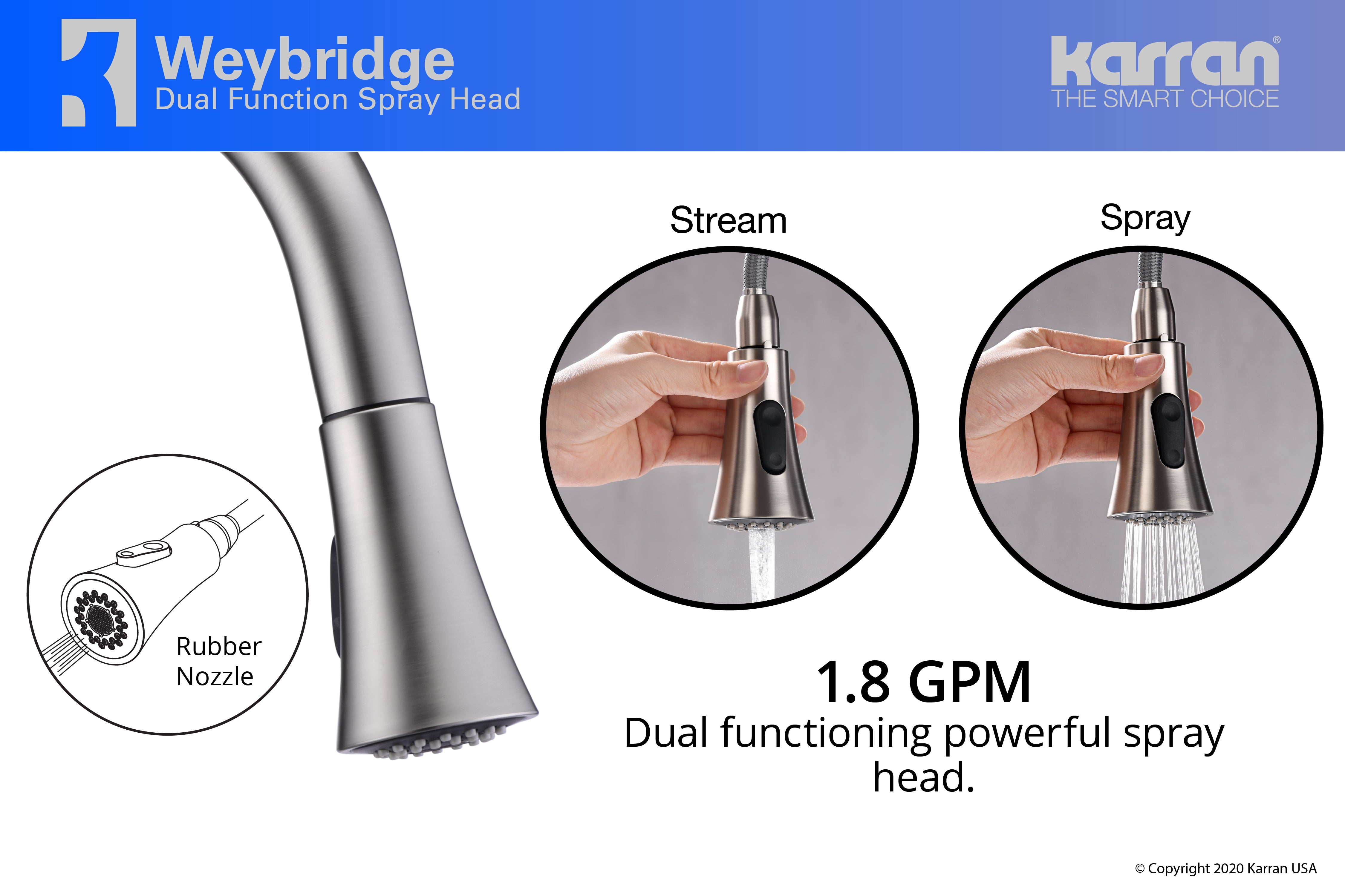 Alternate Image for Karran Weybridge Single Lever Handle Lead-free Brass ADA Kitchen Faucet, Pull Down, Stainless Steel, KKF240SS