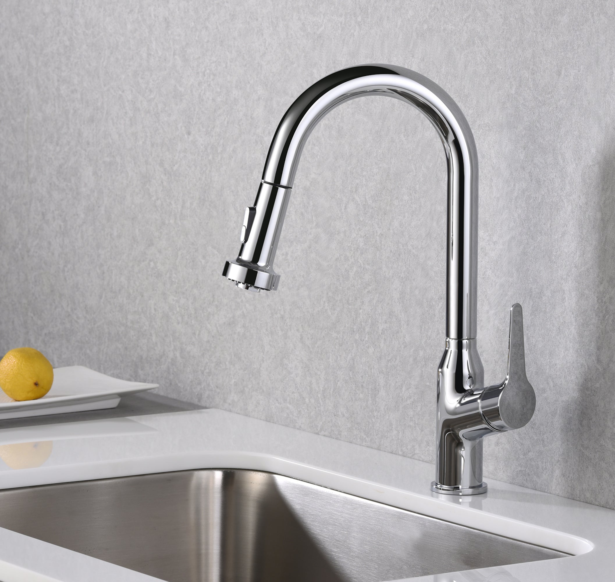 Karran Dockton Single Lever Handle Lead-free Brass ADA Kitchen Faucet, Pull Down, Chrome, KKF250C
