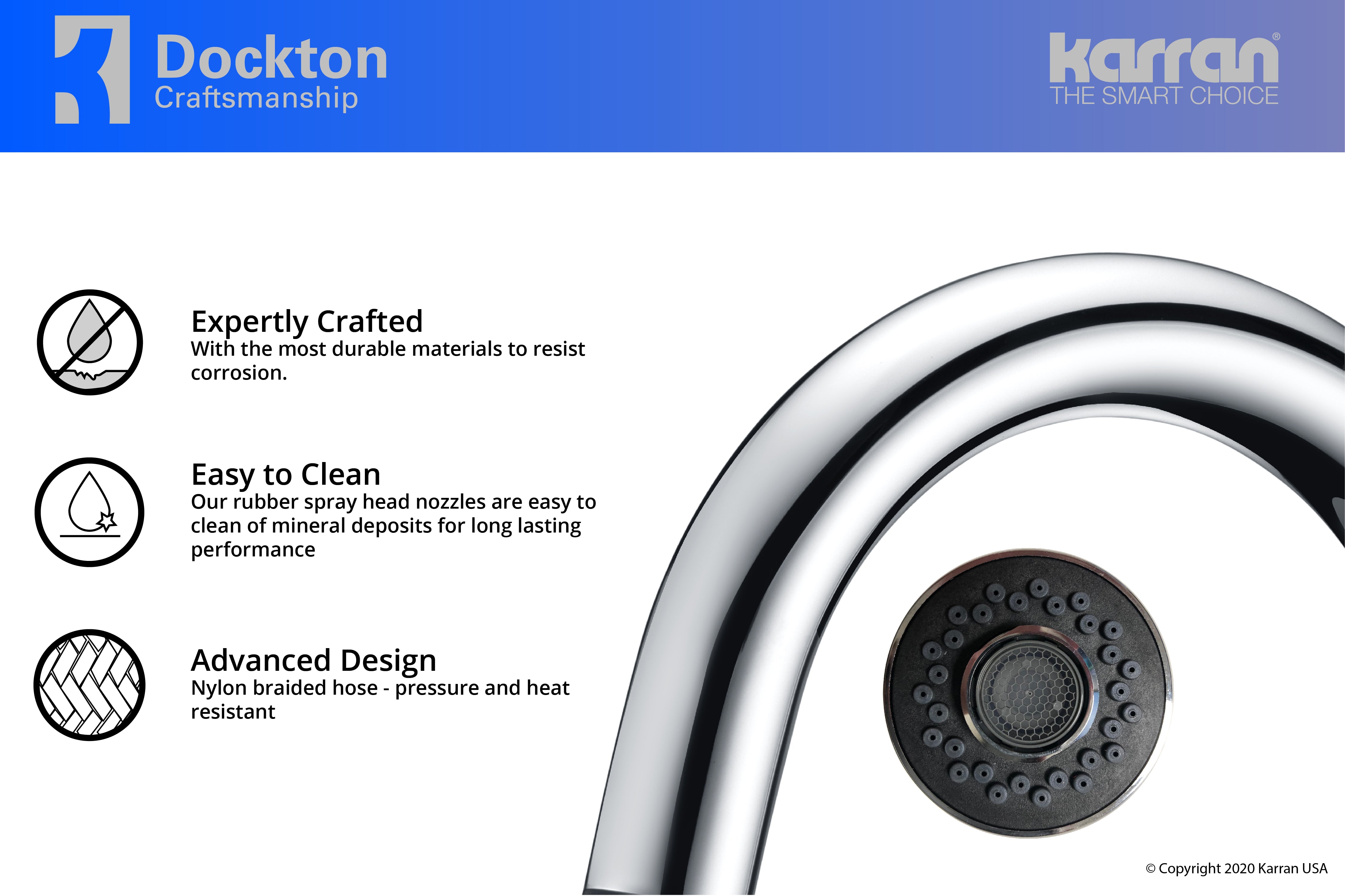 Alternate Image for Karran Dockton Single Lever Handle Lead-free Brass ADA Kitchen Faucet, Pull Down, Chrome, KKF250C