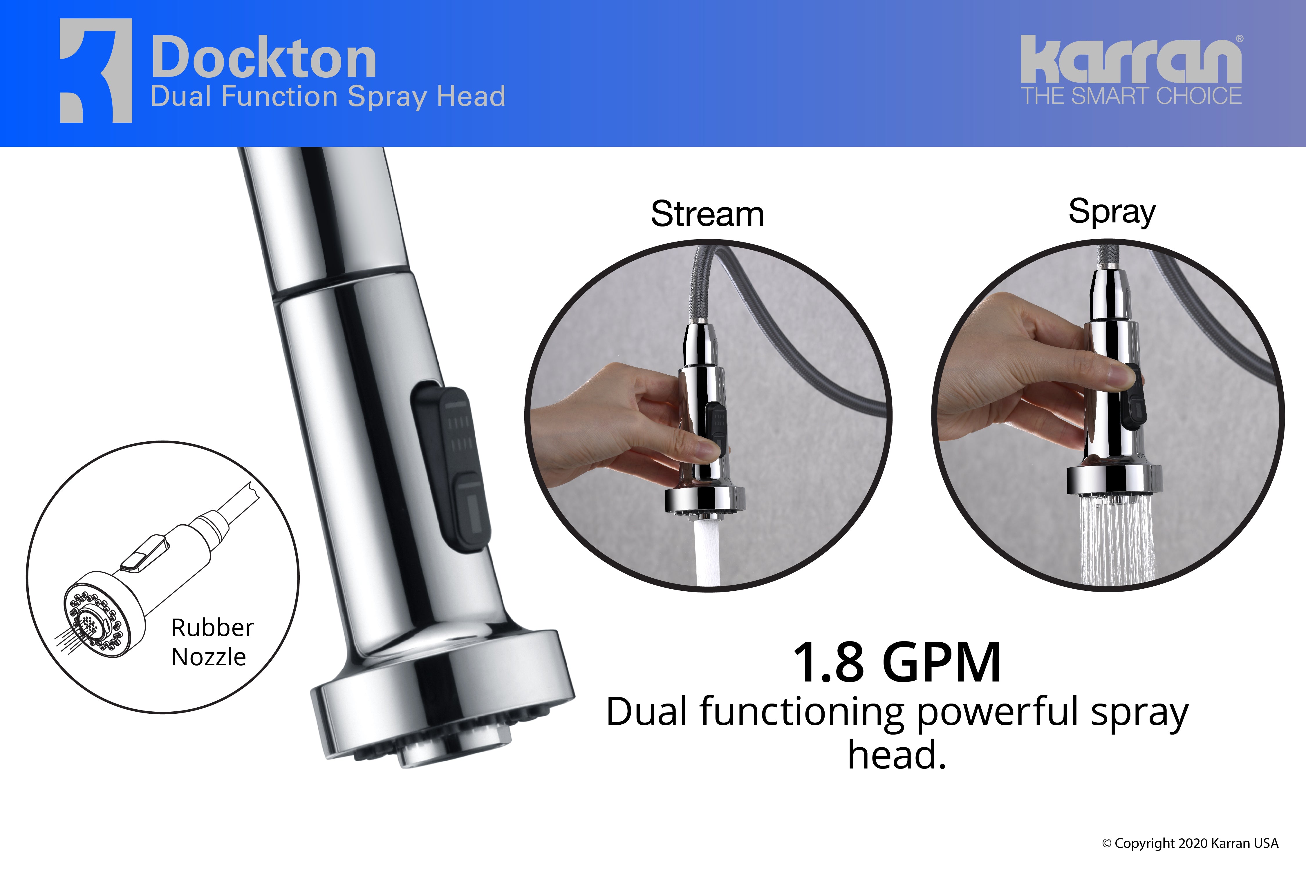 Alternate Image for Karran Dockton Single Lever Handle Lead-free Brass ADA Kitchen Faucet, Pull Down, Chrome, KKF250C